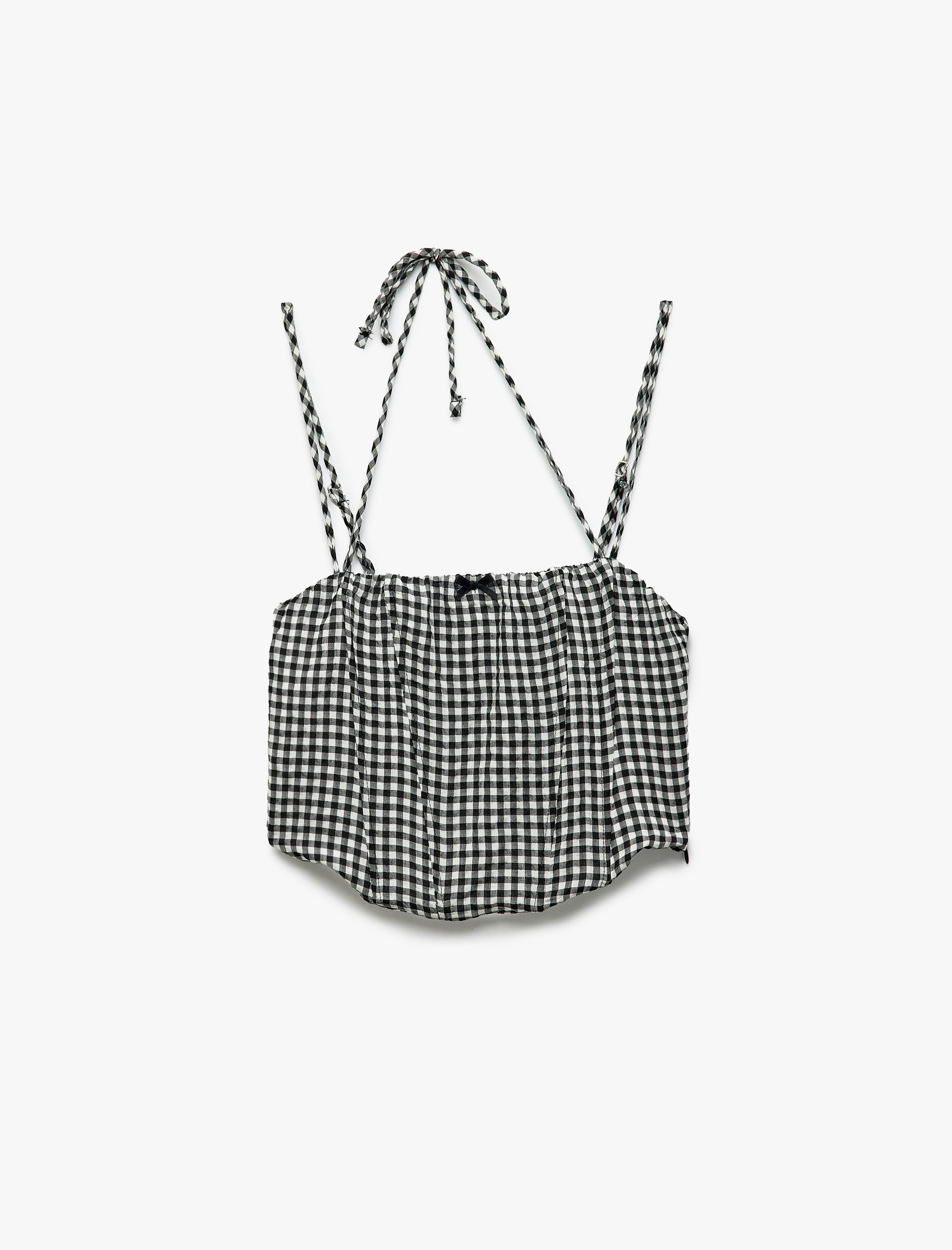   Pötikareli Askılı Boyundan Bağlamalı Balenli Straplez Atlet