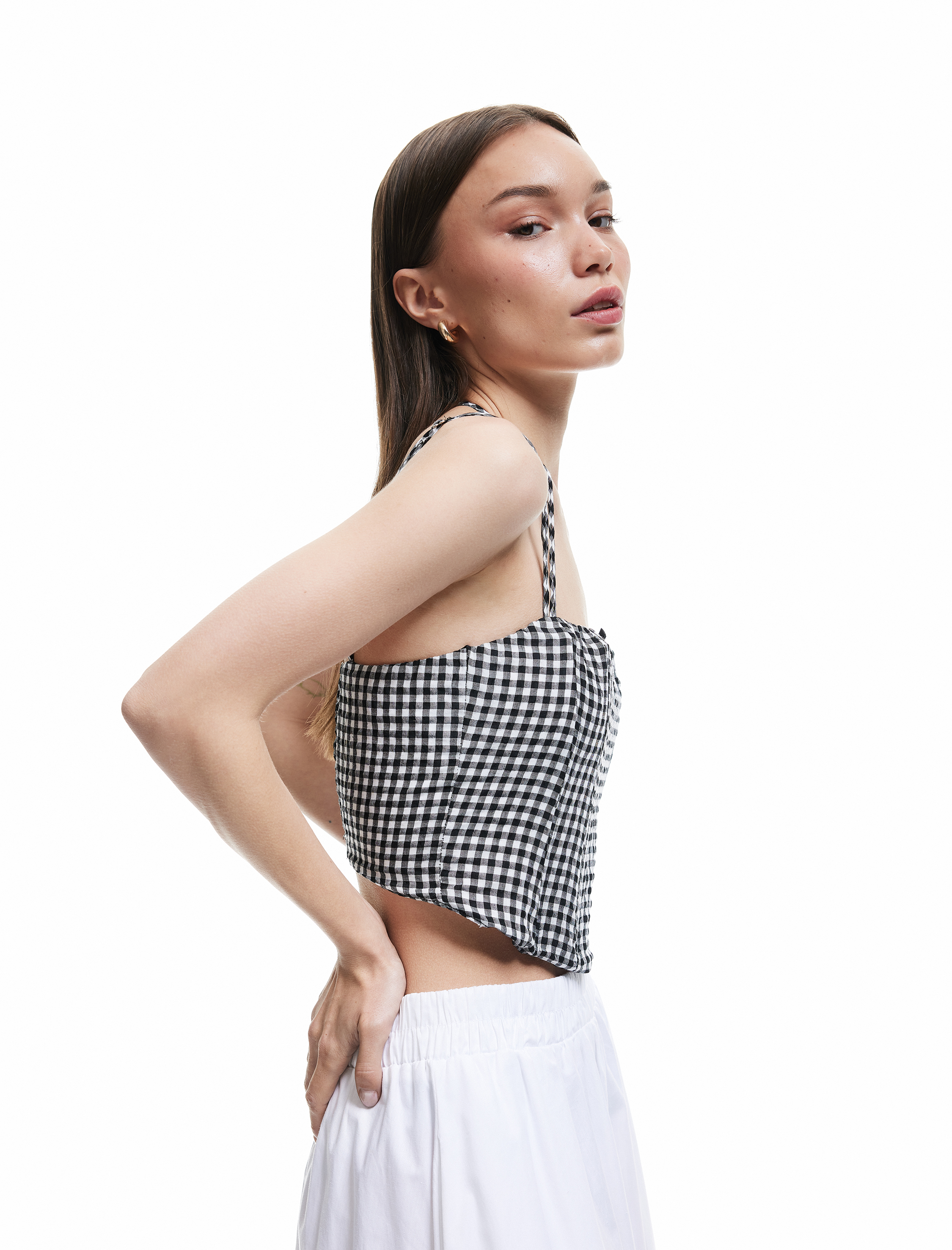   Pötikareli Askılı Boyundan Bağlamalı Balenli Straplez Atlet