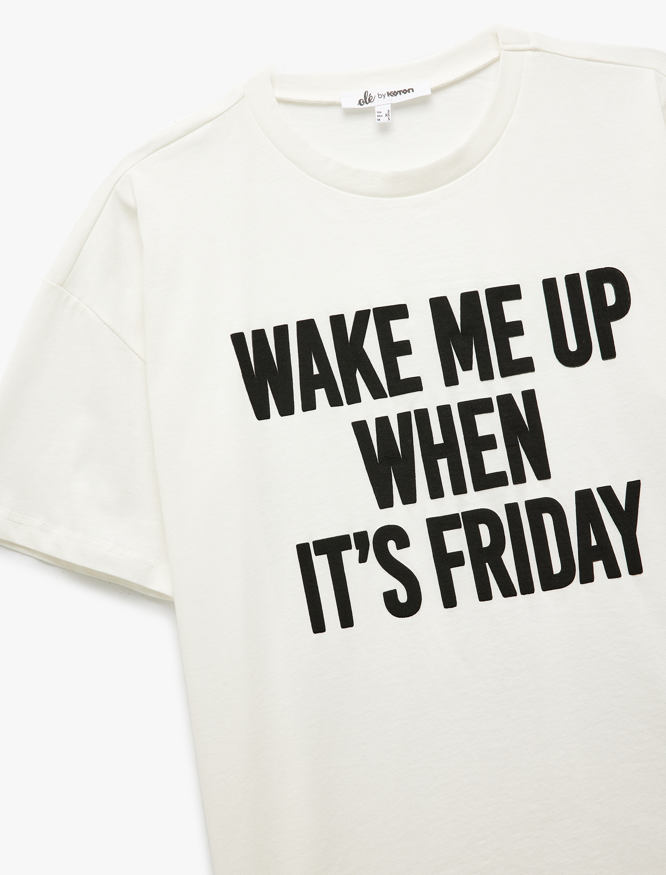 Kısa Kollu Bisiklet Yaka Pamuklu Baskılı Oversize Tişört