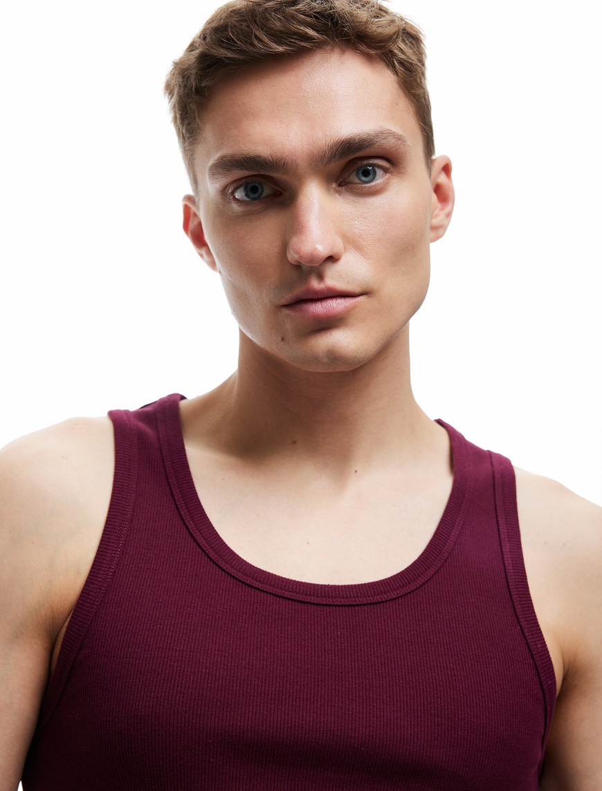   Bisiklet Yaka Slim Fit Kolsuz Basic Atlet