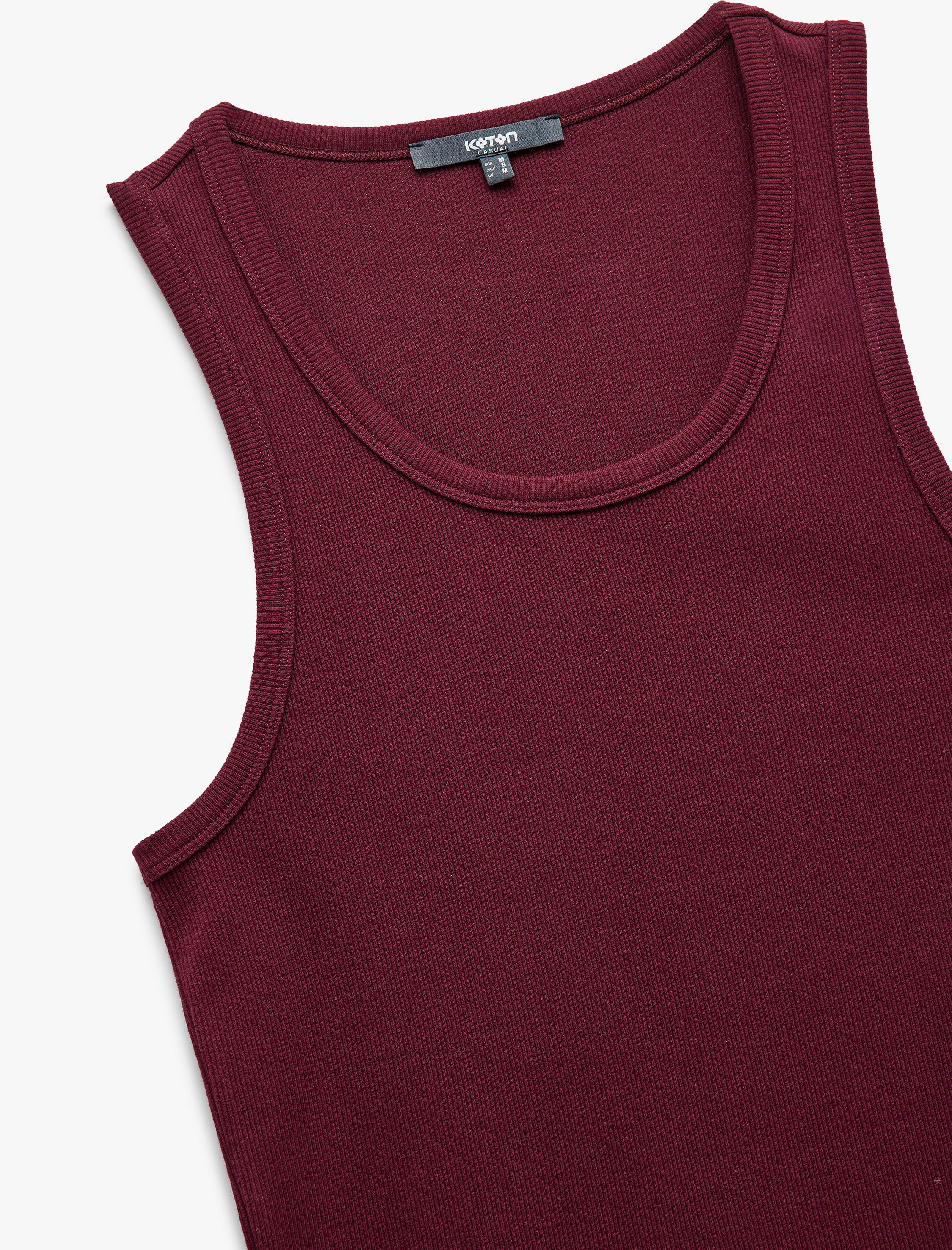   Bisiklet Yaka Slim Fit Kolsuz Fitilli Basic Atlet