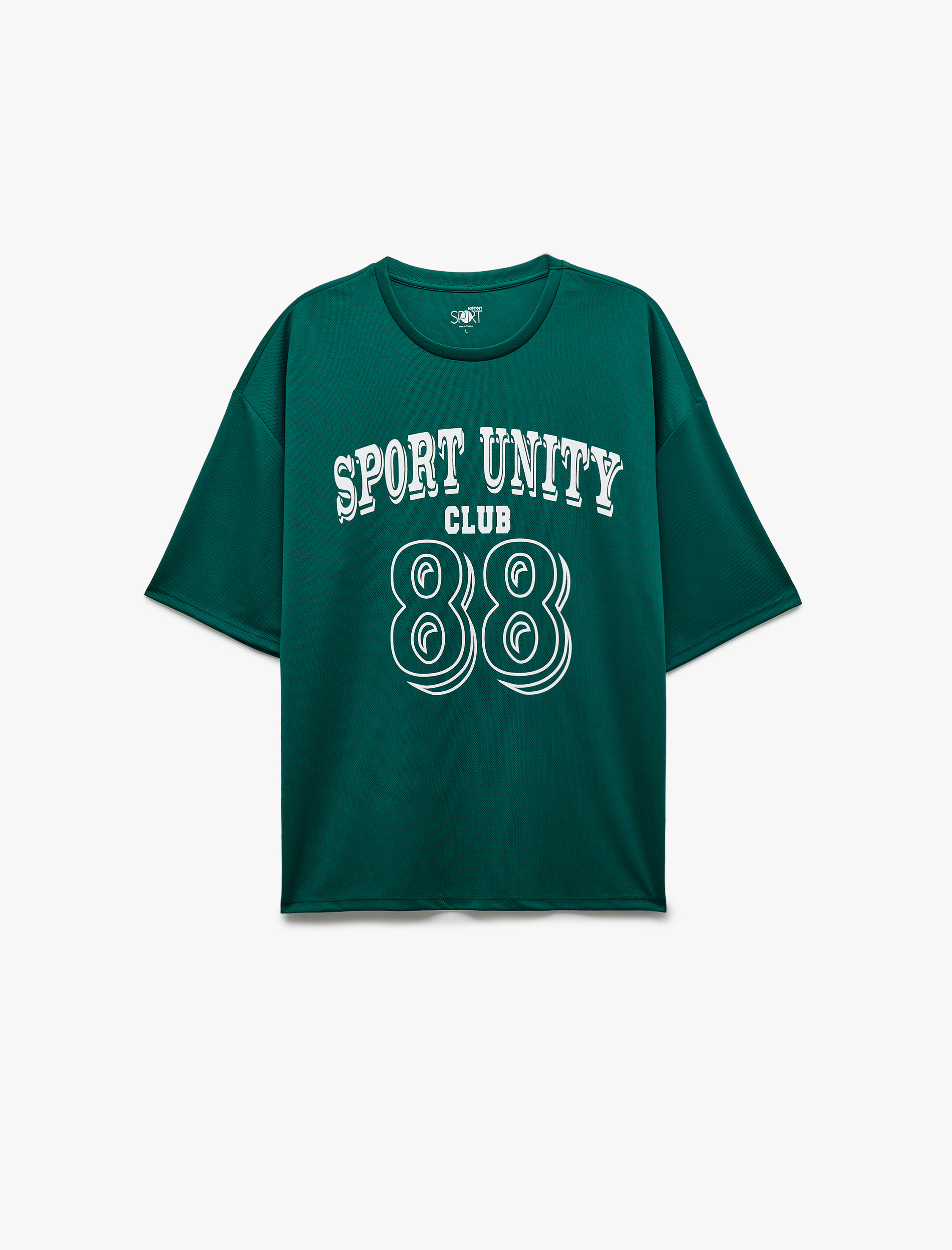   Yarım Kollu Bisiklet Yaka Kolej Baskılı Oversize Spor Tişört