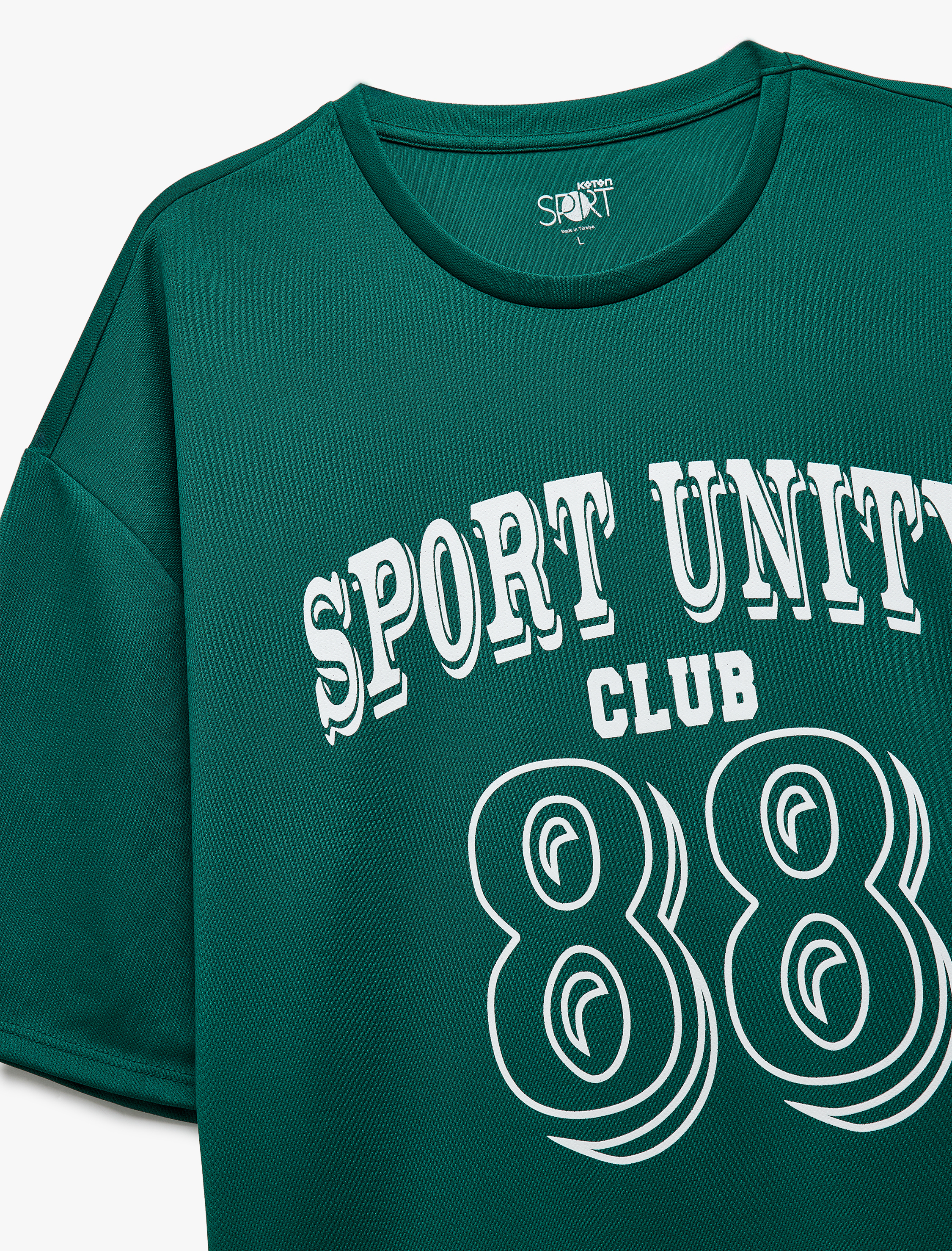   Yarım Kollu Bisiklet Yaka Kolej Baskılı Oversize Spor Tişört