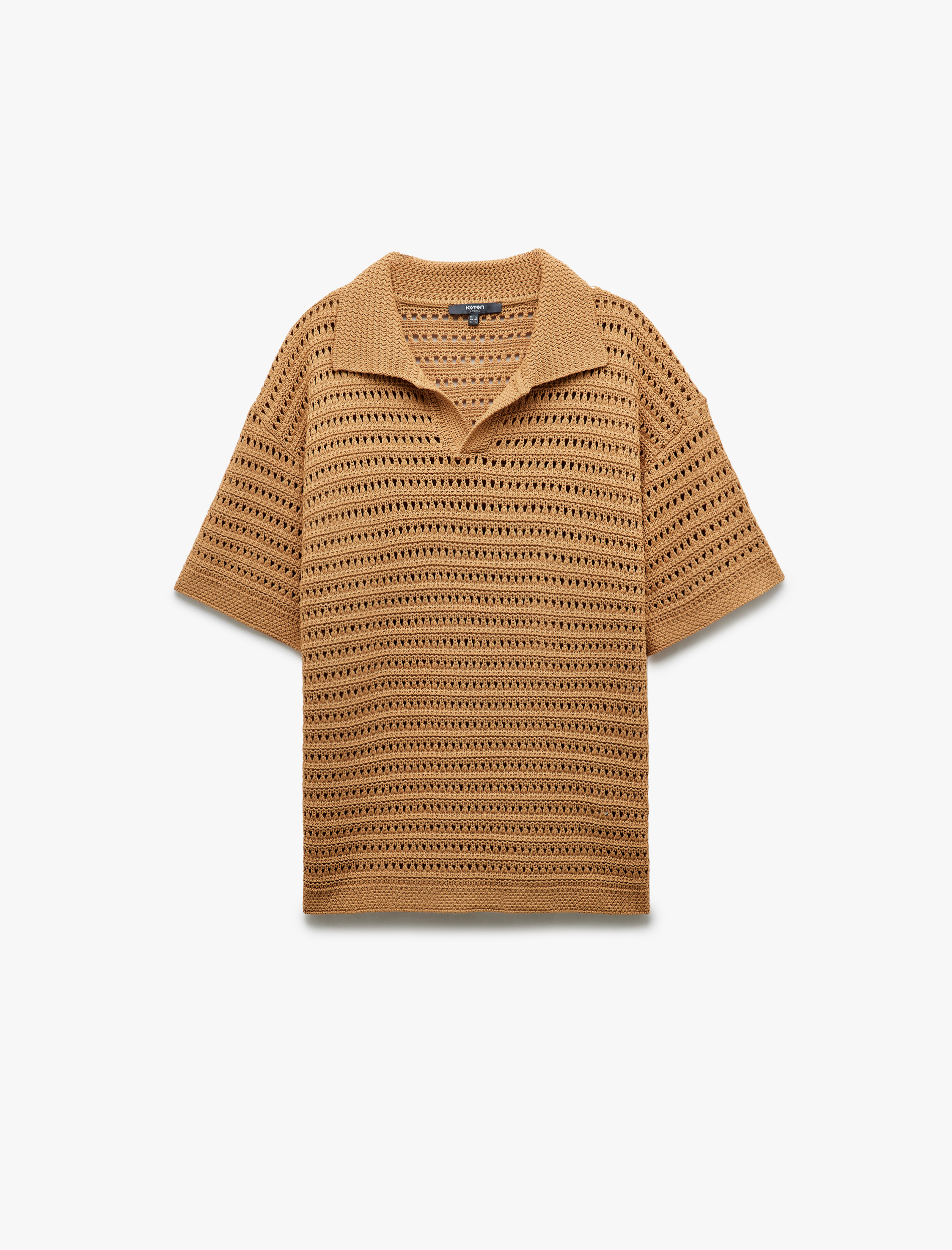 Kısa Kollu V Yaka Ajurlu Triko Tişört