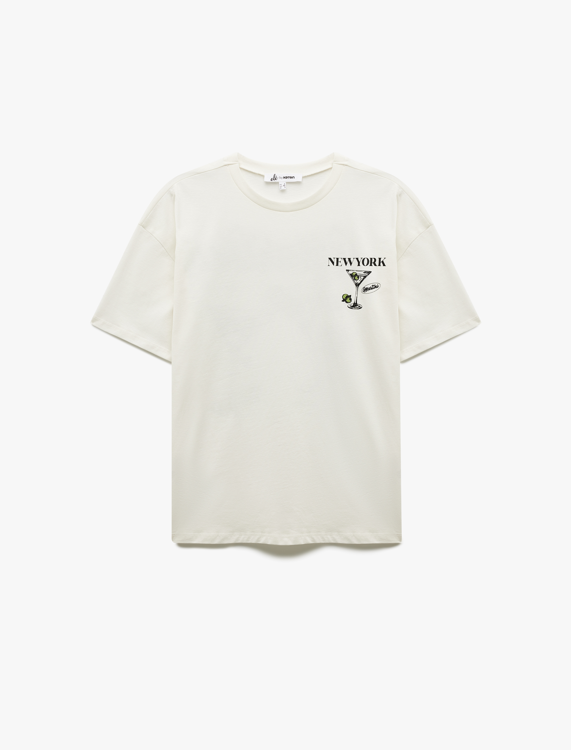   Bisiklet Yaka Kısa Kollu Arkası Baskılı Oversize Tişört