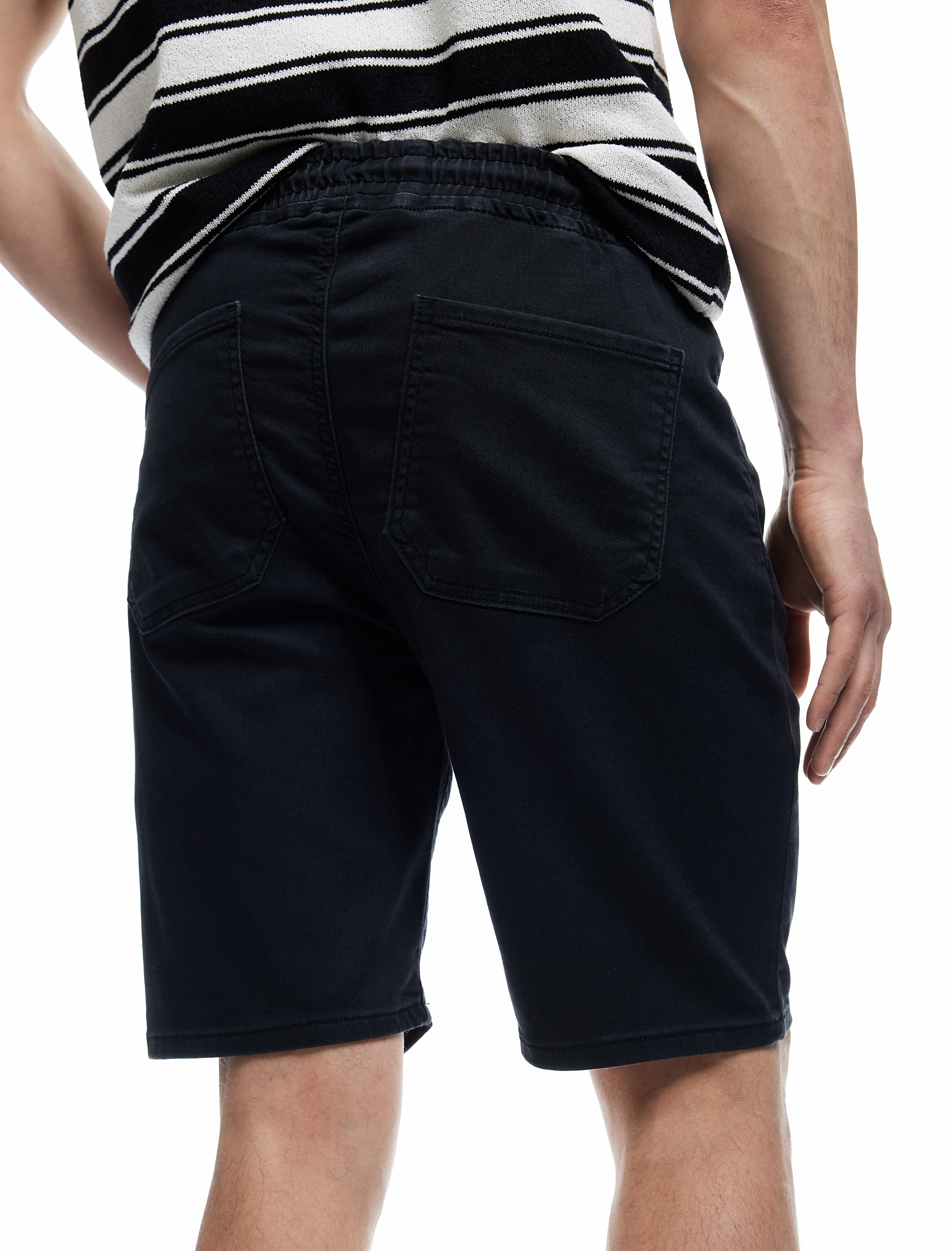   Bermuda Slim Fit Beli Bağcıklı Denim Şort