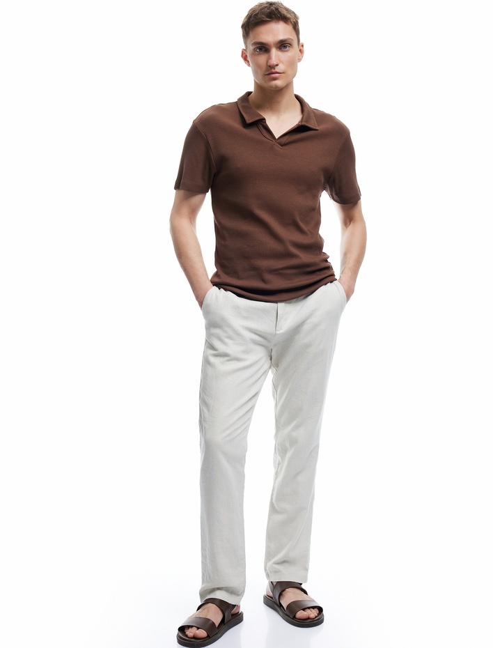  Pamuklu Kısa Kollu Slim Fit Basic Polo Tişört