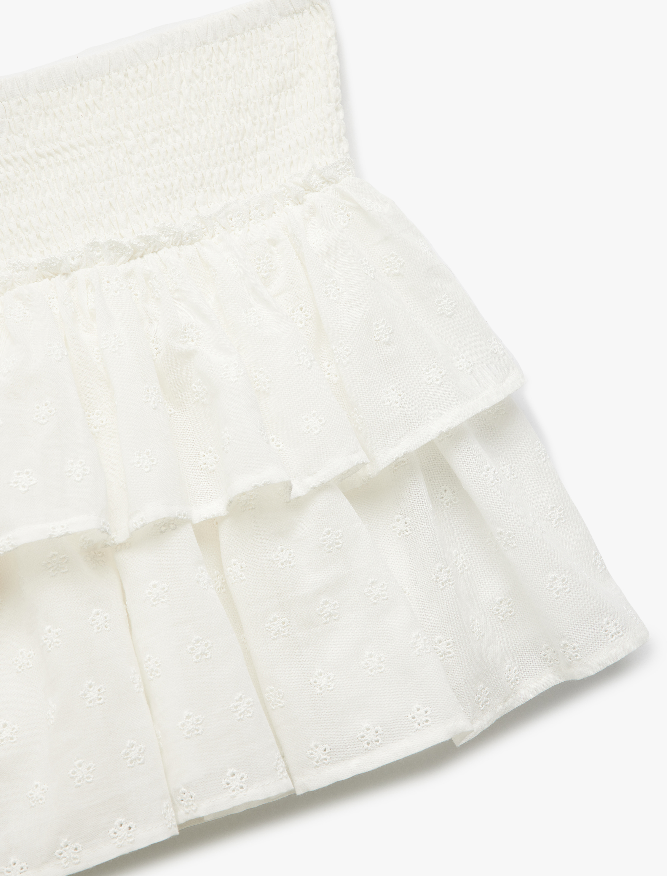   Brodeli Kat Detaylı Gipeli Mini Etek