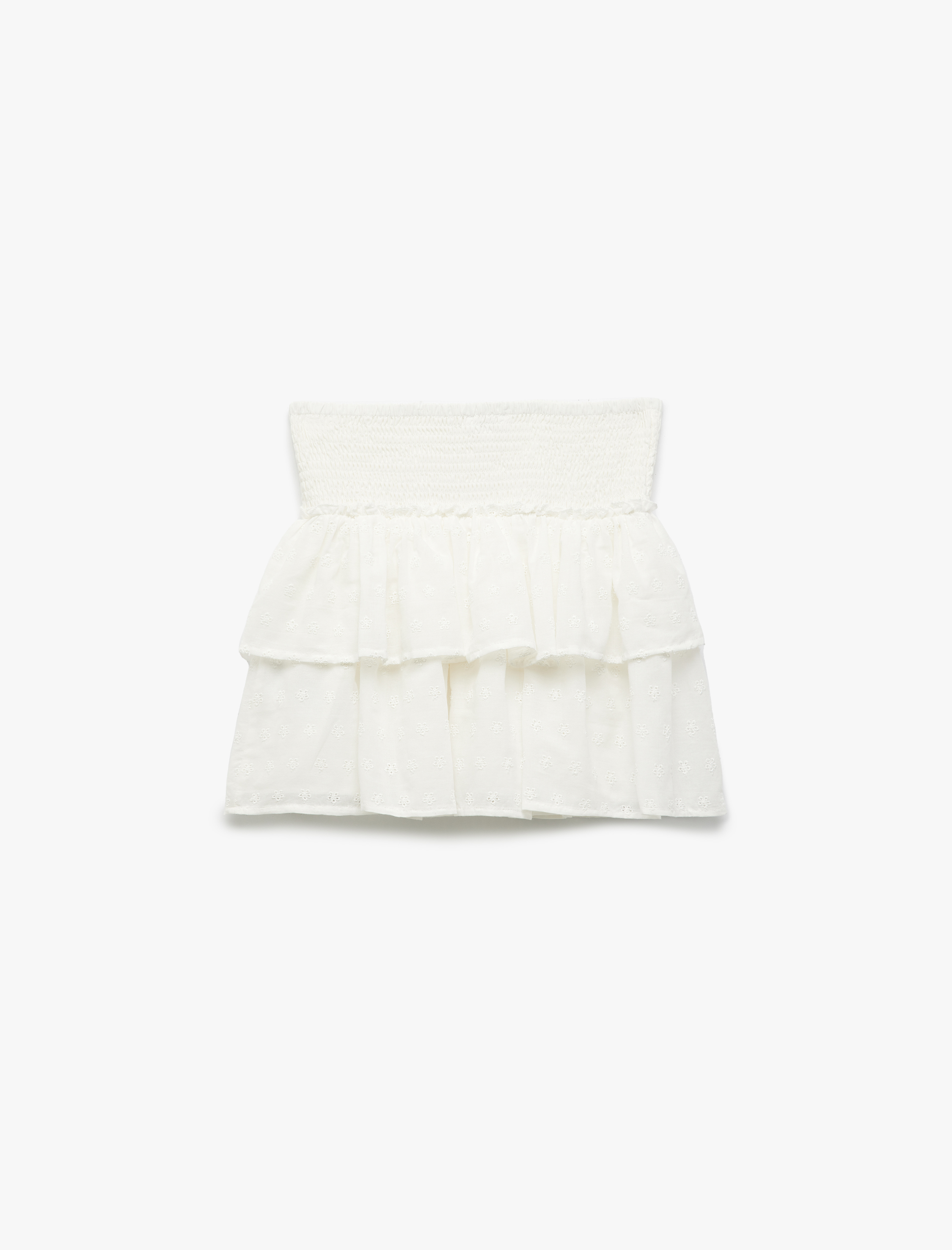   Brodeli Kat Detaylı Gipeli Mini Etek