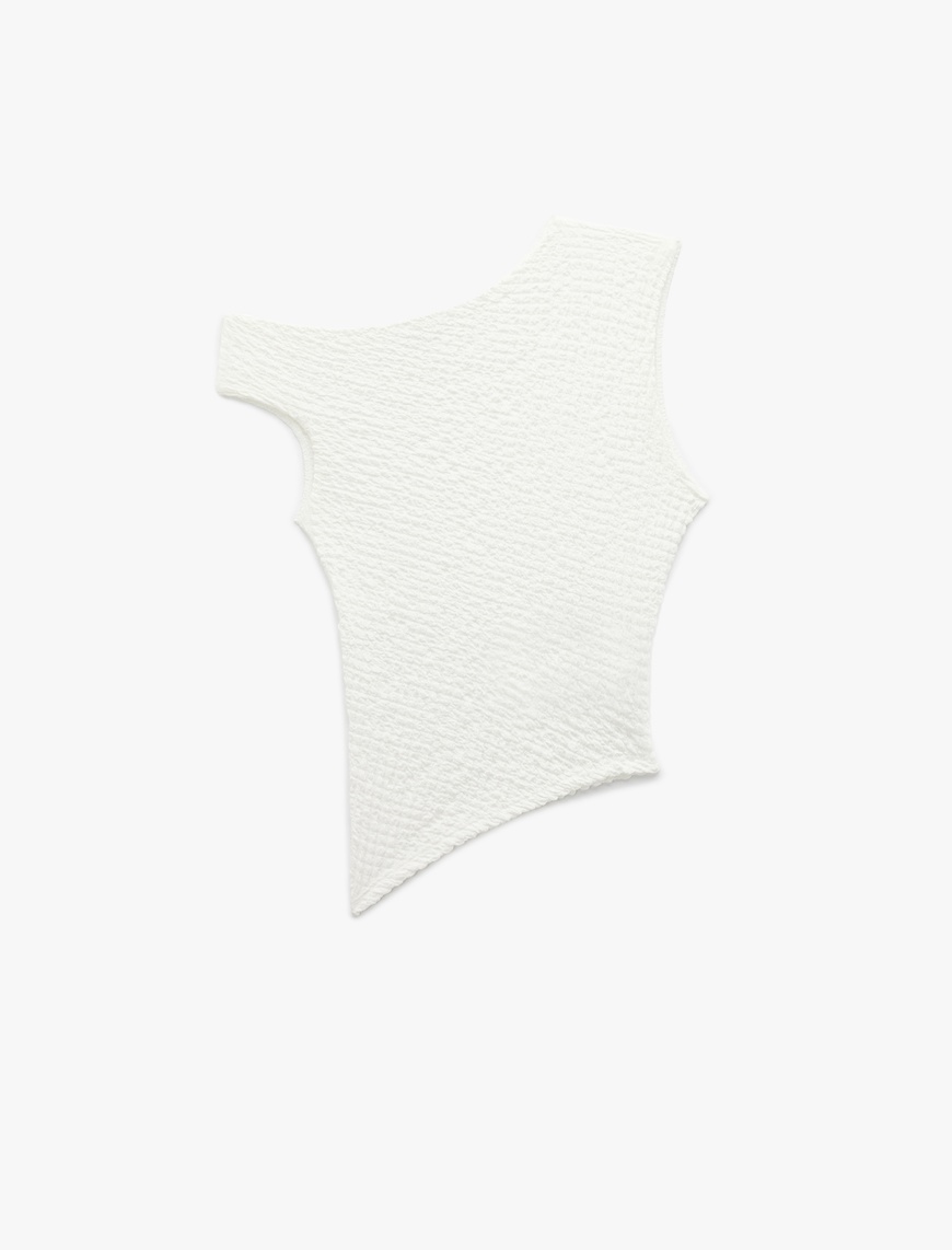   Bürümcük Kolsuz Slim Fit Asimetrik Bluz