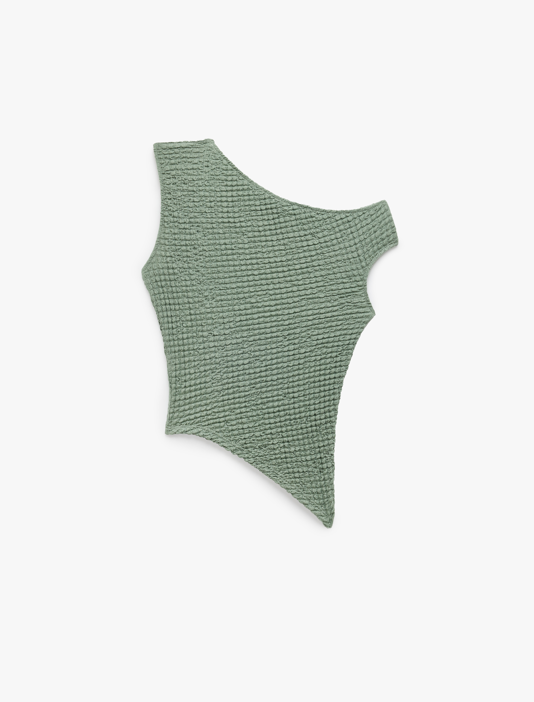   Asimetrik Bürümcük Slim Fit Tek Omuz Bluz