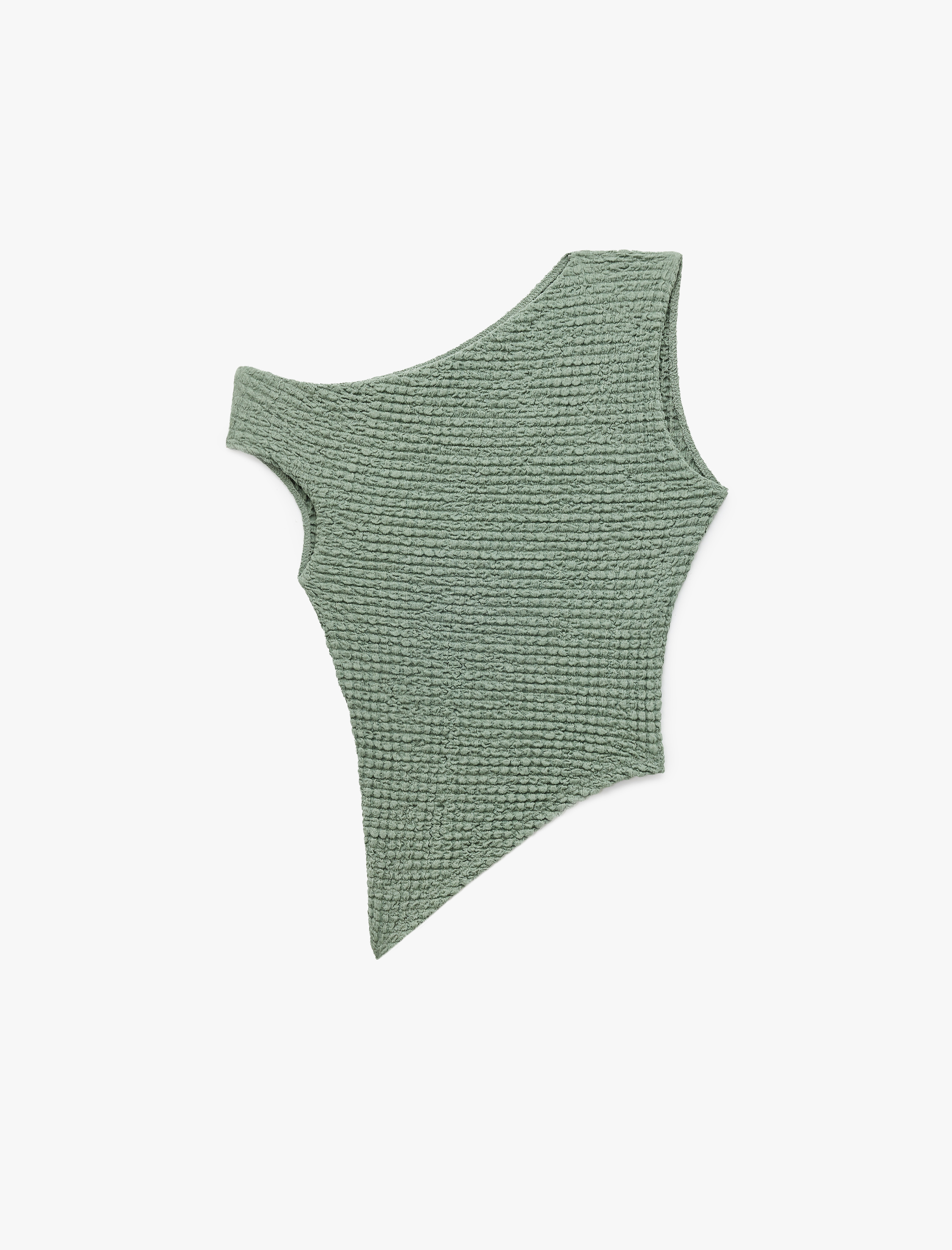   Asimetrik Bürümcük Slim Fit Tek Omuz Bluz