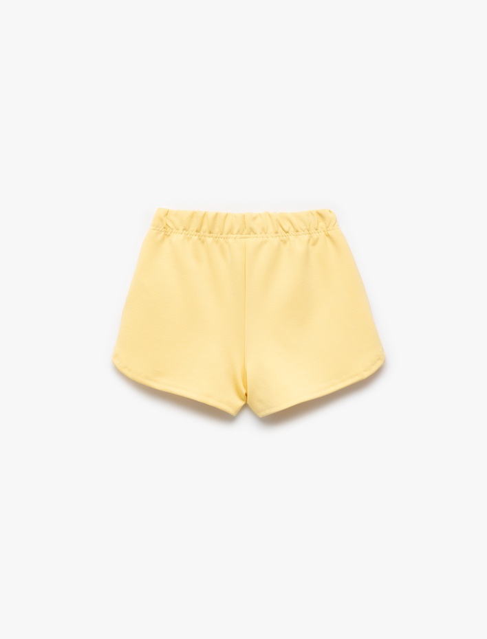 Kız Çocuk Viskon Kumaş Karışımlı Beli Lastikli Bağlamalı Cepli Mini Şort