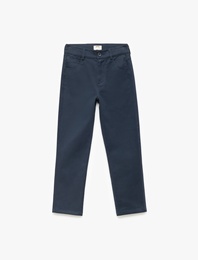 Pamuklu Düğmeli Cep Detaylı Basic Pantolon