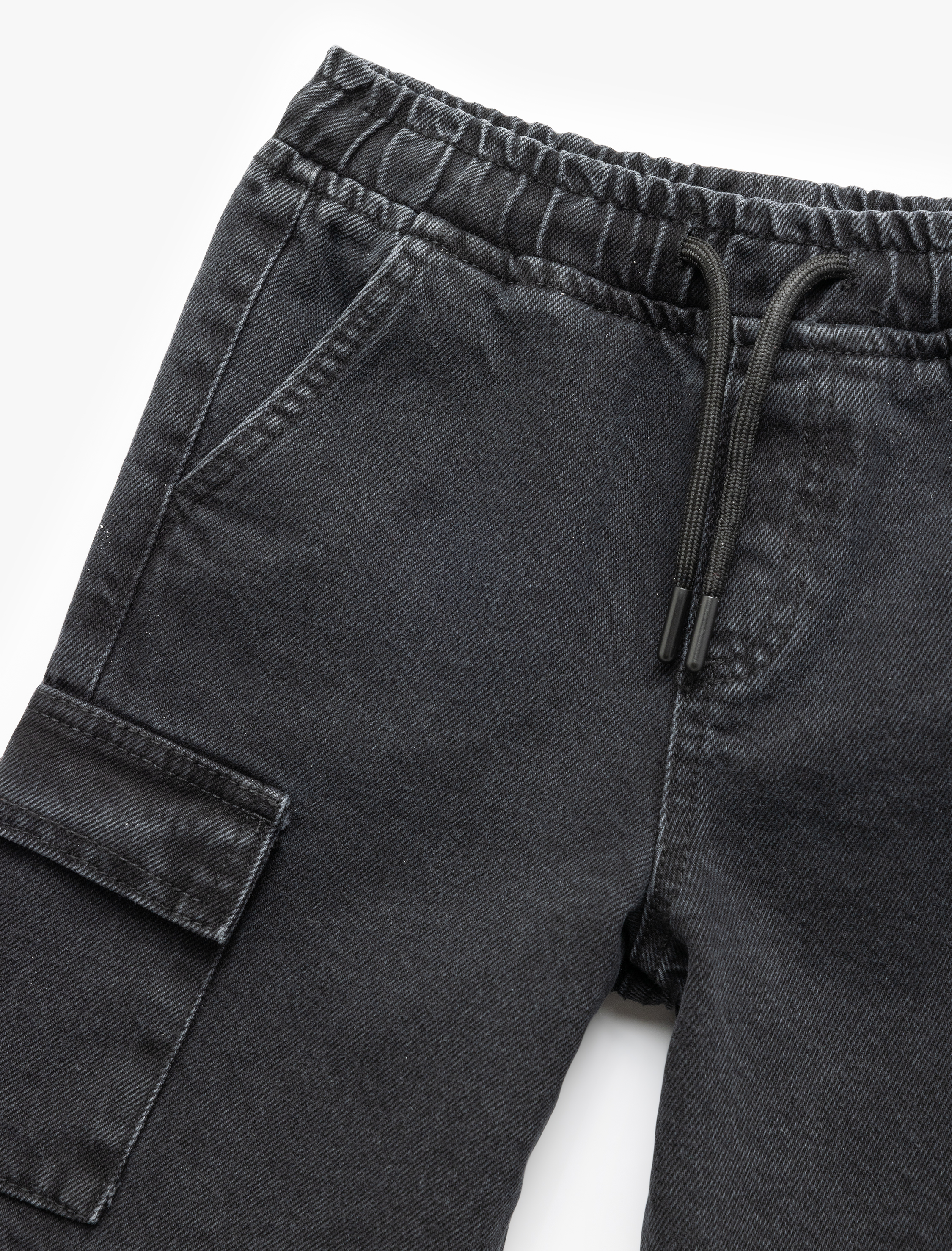  Erkek Çocuk Pamuklu Beli Bağcıklı Cep Detaylı Kargo Şort