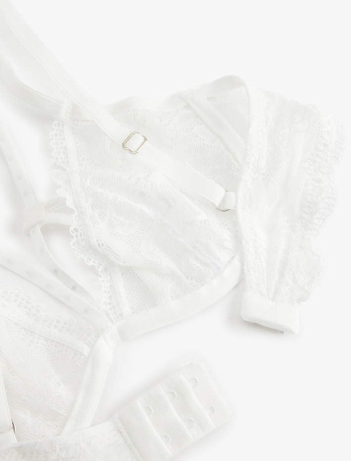  Transparan Taş Detaylı Balenli Dantelli Sütyen