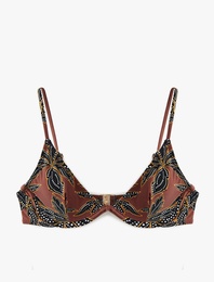 Çiçek Desenli Balenli Bikini Üst