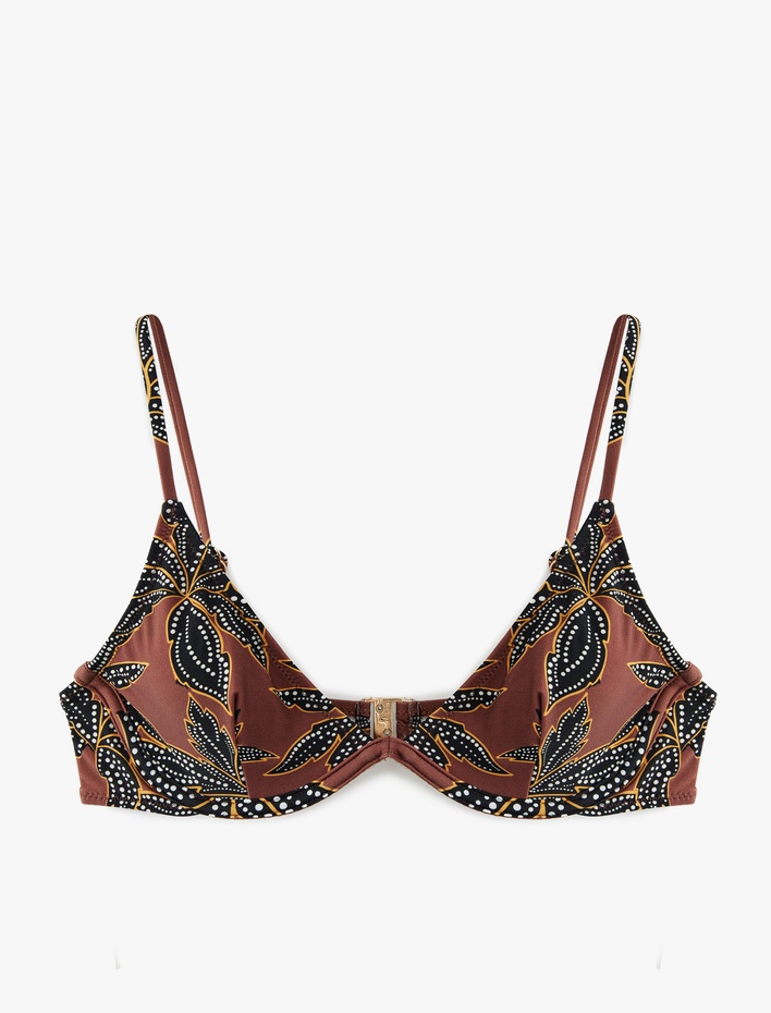  Çiçek Desenli Balenli Bikini Üst
