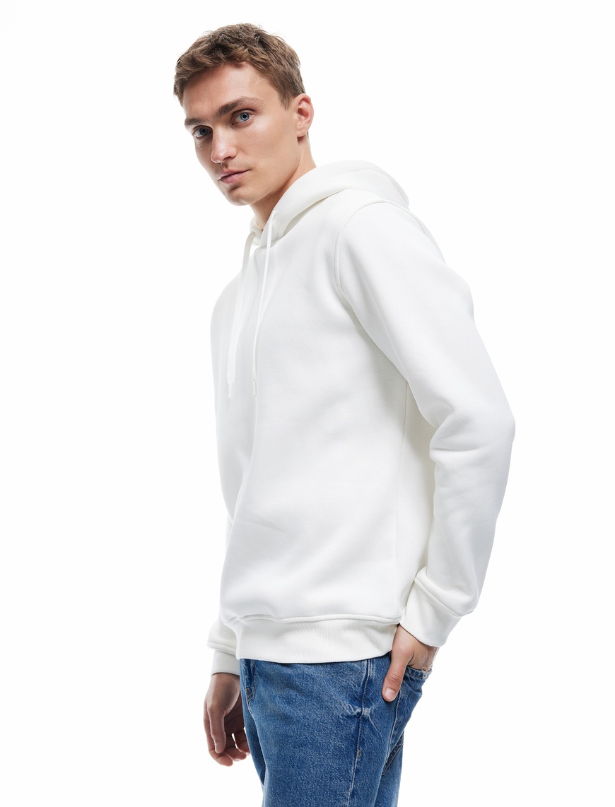   Şardonlu Uzun Kollu Basic Kapşonlu Sweatshirt