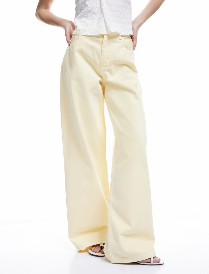  Bol Kalıp Geniş Paça Cepli Denim Pantolon - Loose Straight Fit Jean