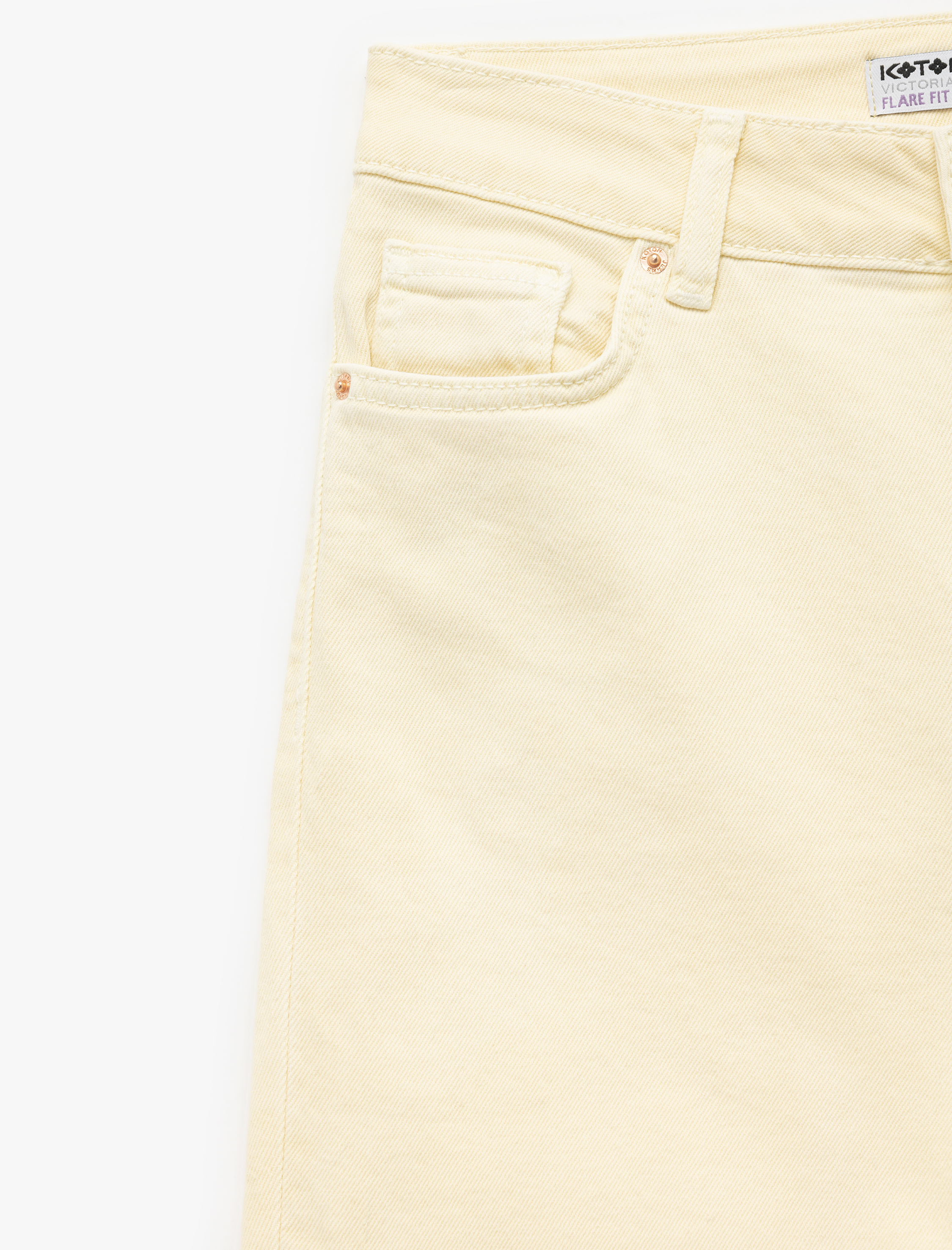   Pamuklu Düğmeli Cepli Dar Kalıp Yüksek Bel Bootcut Jean Pantolon - Kick Flare Jean