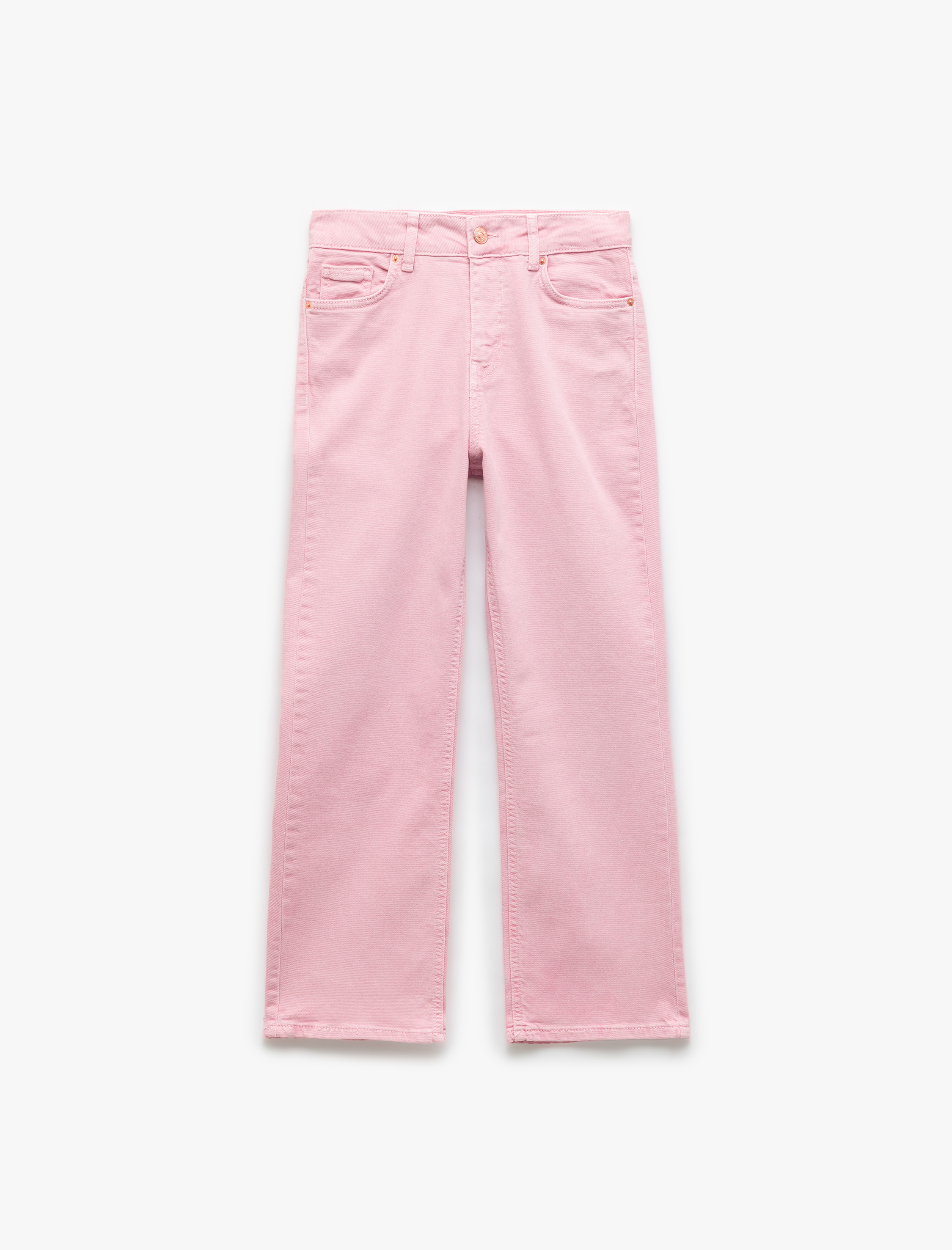   Pamuklu Düğmeli Cepli Dar Kalıp Yüksek Bel Bootcut Jean Pantolon - Kick Flare Jean