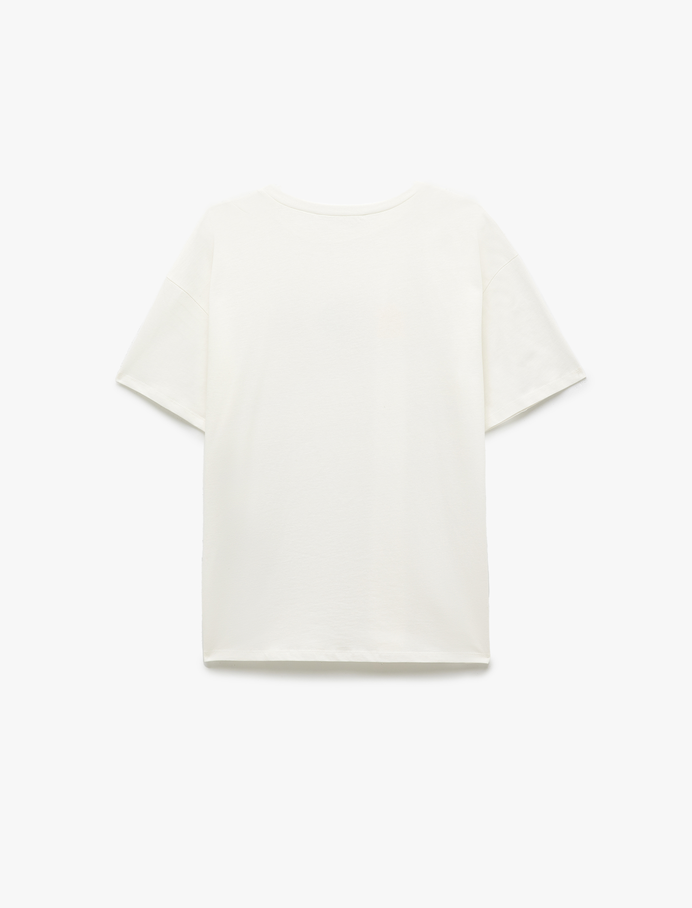   Kısa Kollu Bisiklet Yaka Pamuklu Baskılı Oversize Tişört