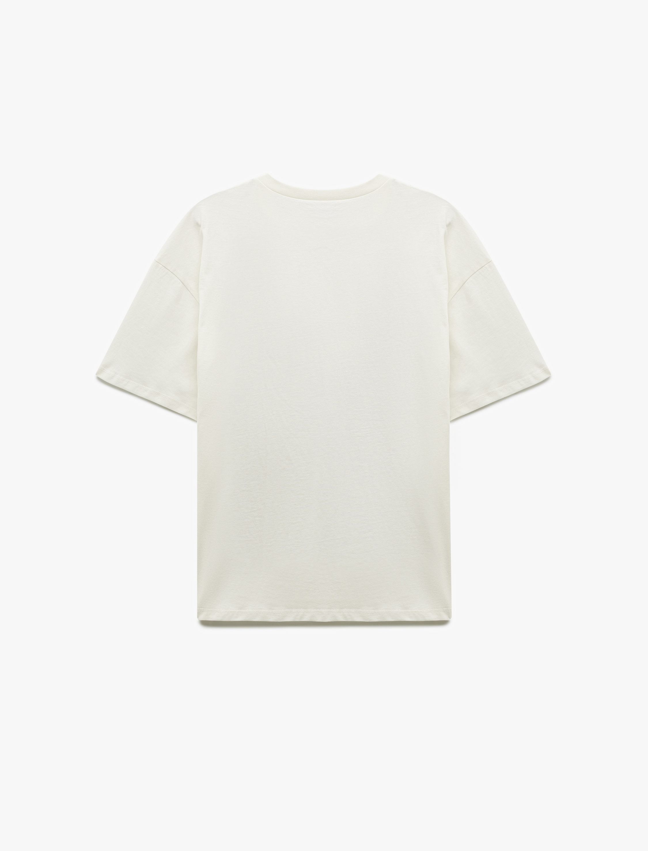   Kısa Kollu Bisiklet Yaka Pamuklu Fiyonklu Meyve Baskılı Oversize Tişört