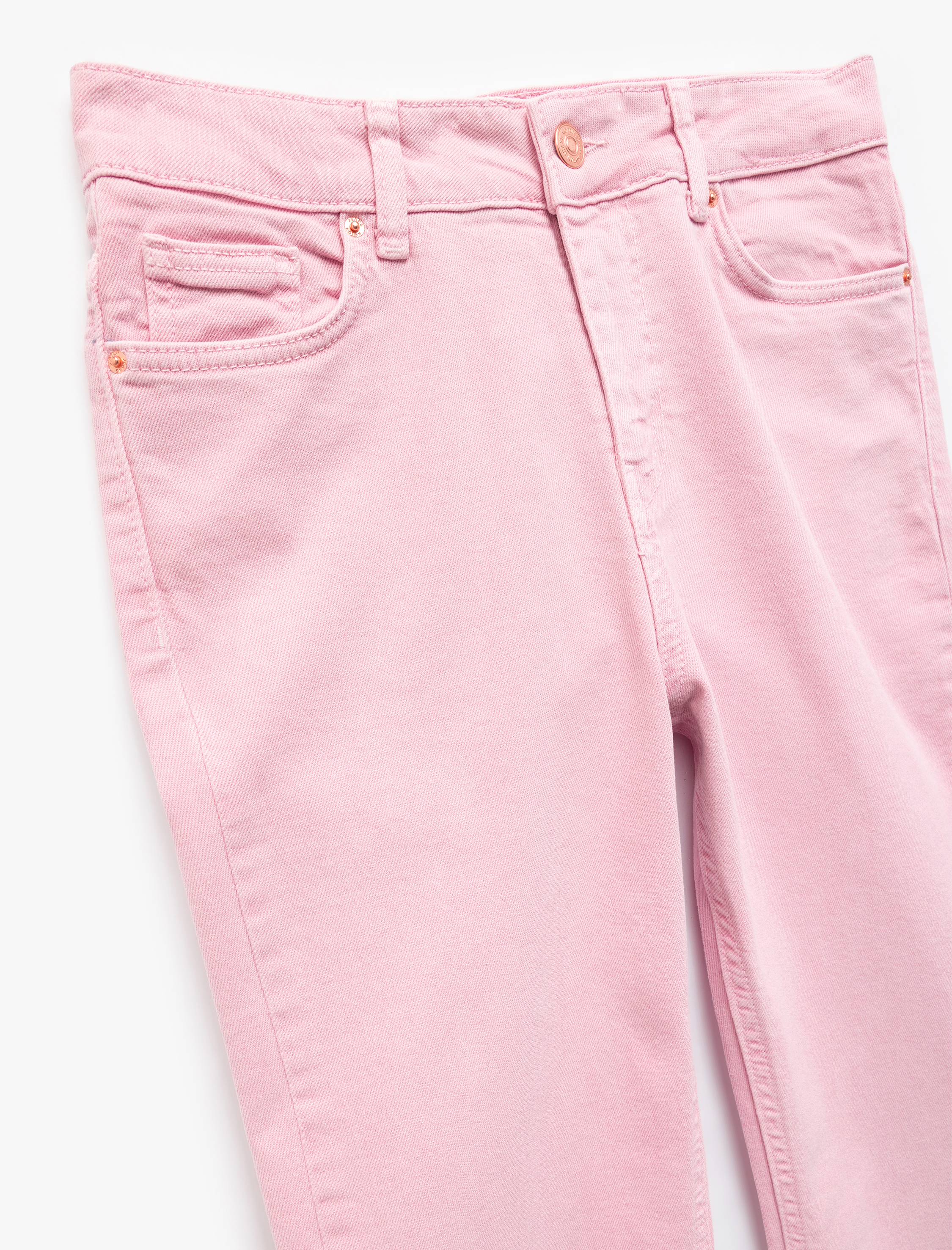   Pamuklu Düğmeli Cepli Dar Kalıp Yüksek Bel Bootcut Jean Pantolon - Kick Flare Jean