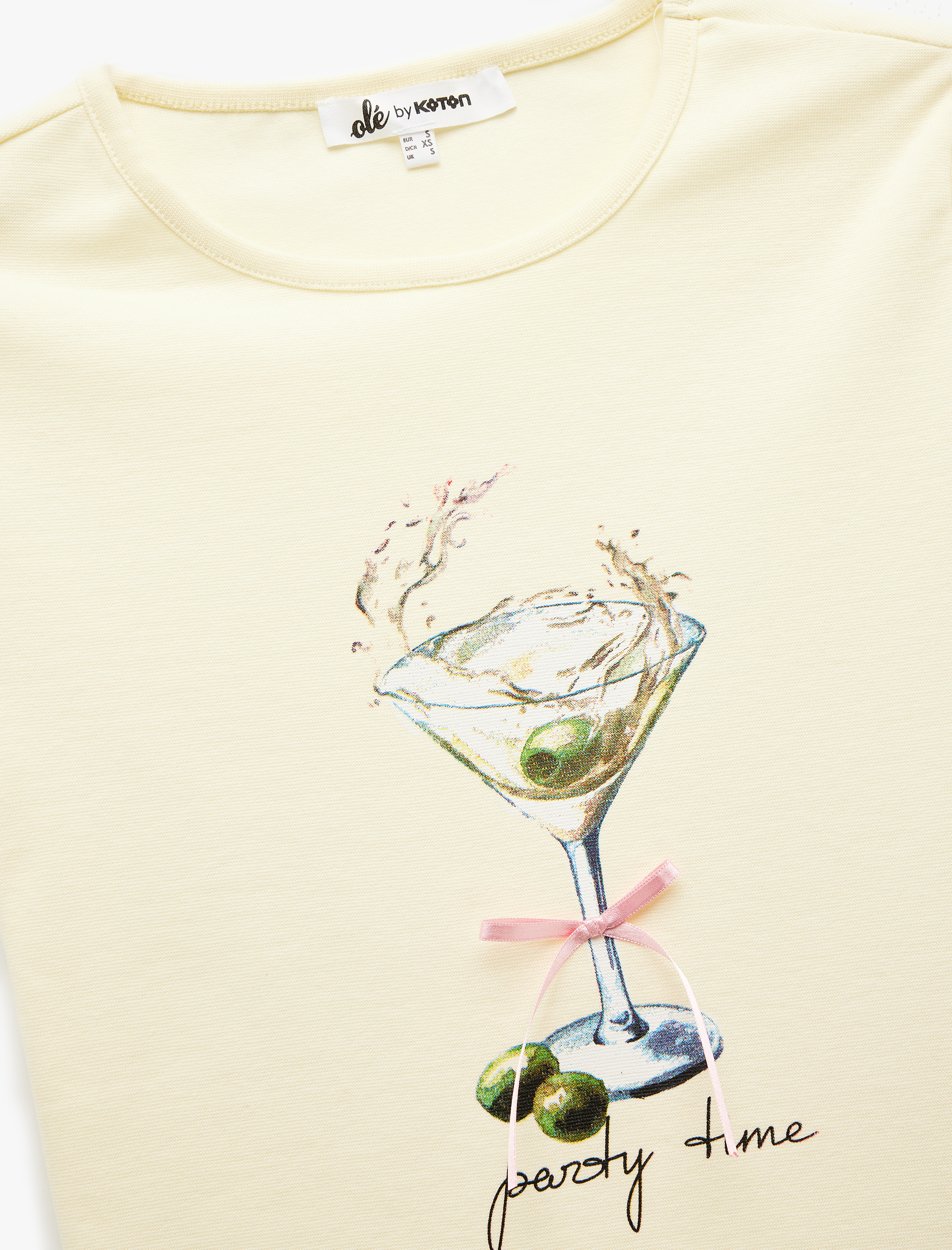   Kısa Kollu Bisiklet Yaka Baskılı Pamuklu Tişört