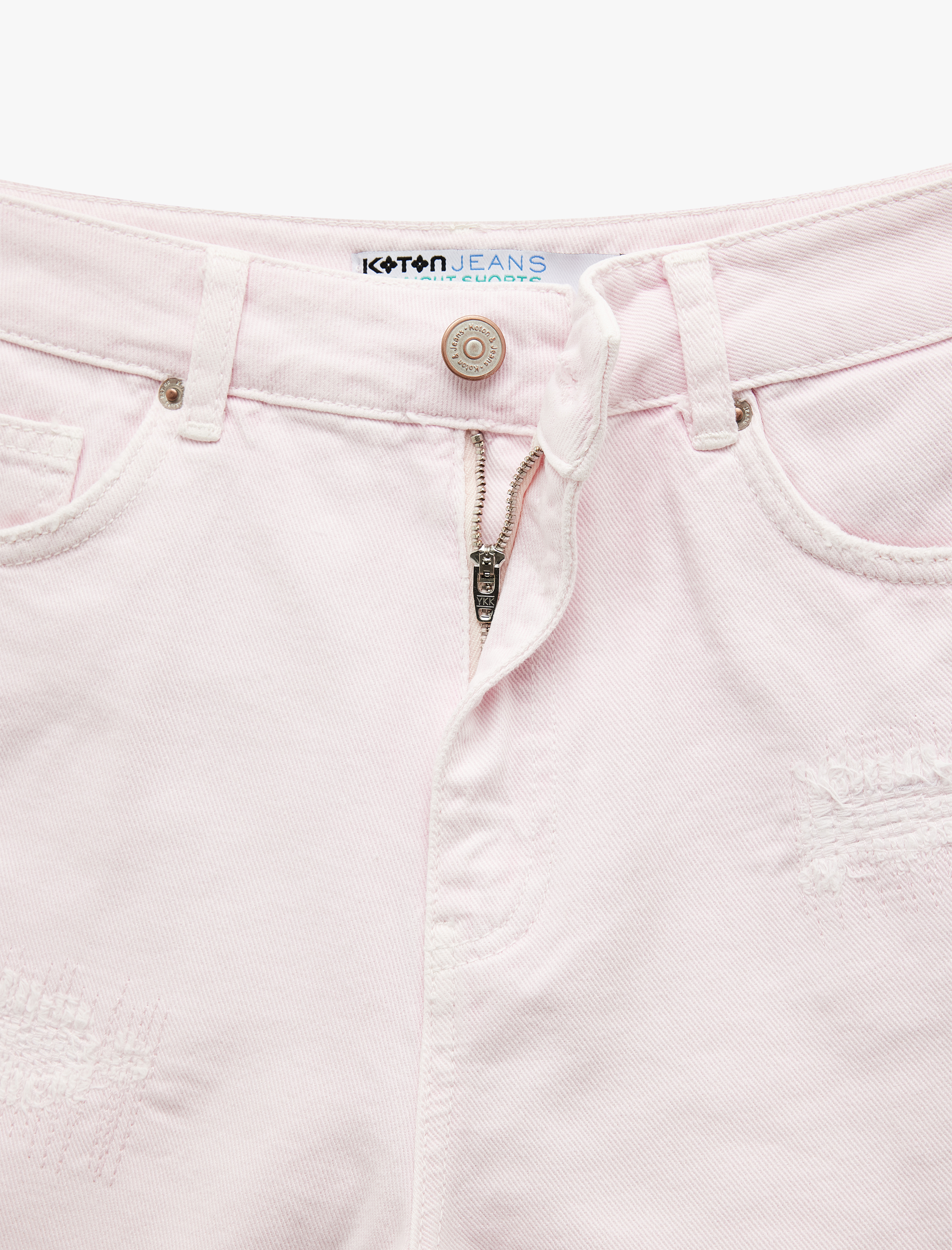   Normal Bel Pamuklu Cep Detaylı Saçaklı Paça Mini Jean Şort