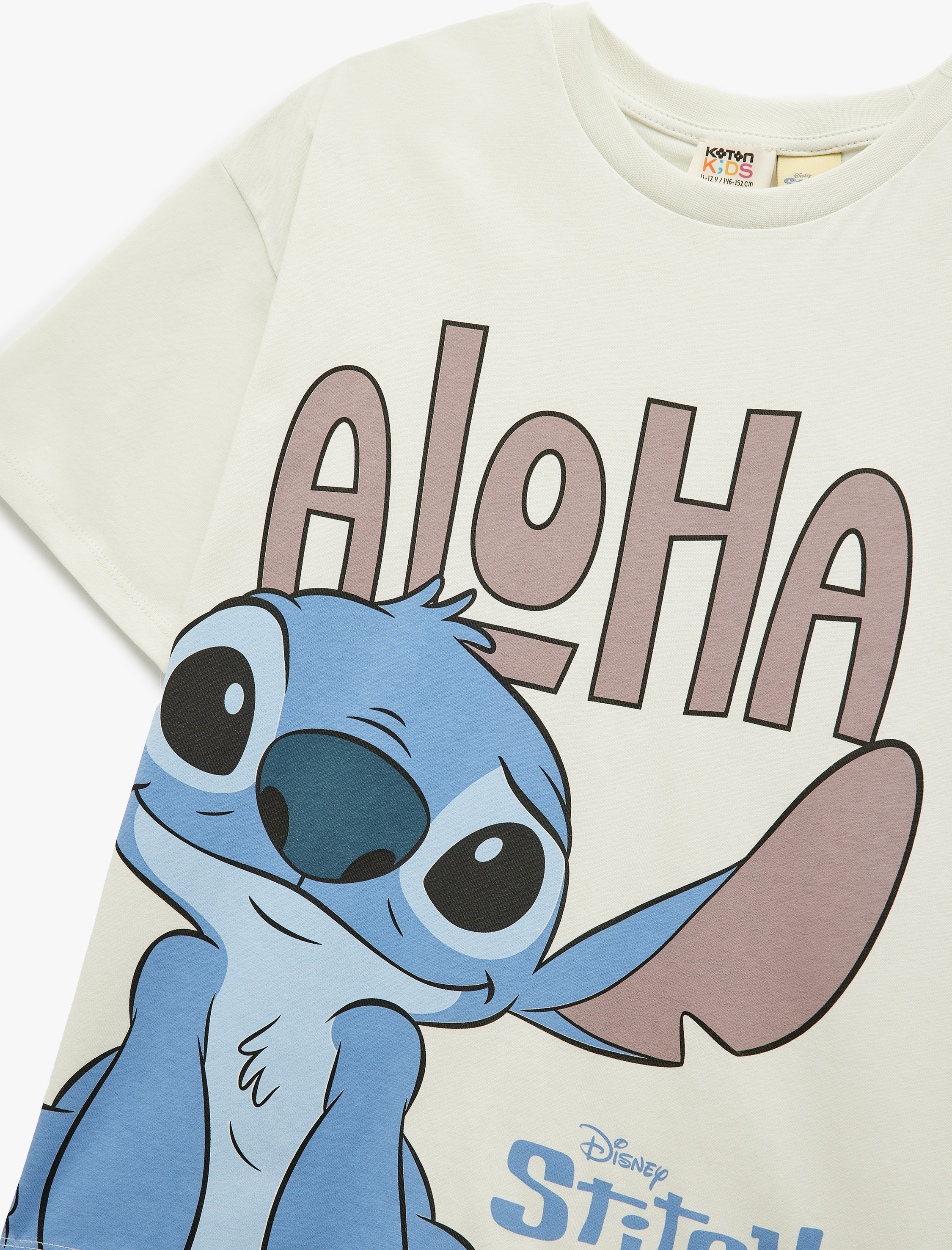  Erkek Çocuk Lisanslı Stitch Baskılı Kısa Kollu Bisiklet Yaka Pamuklu Tişört