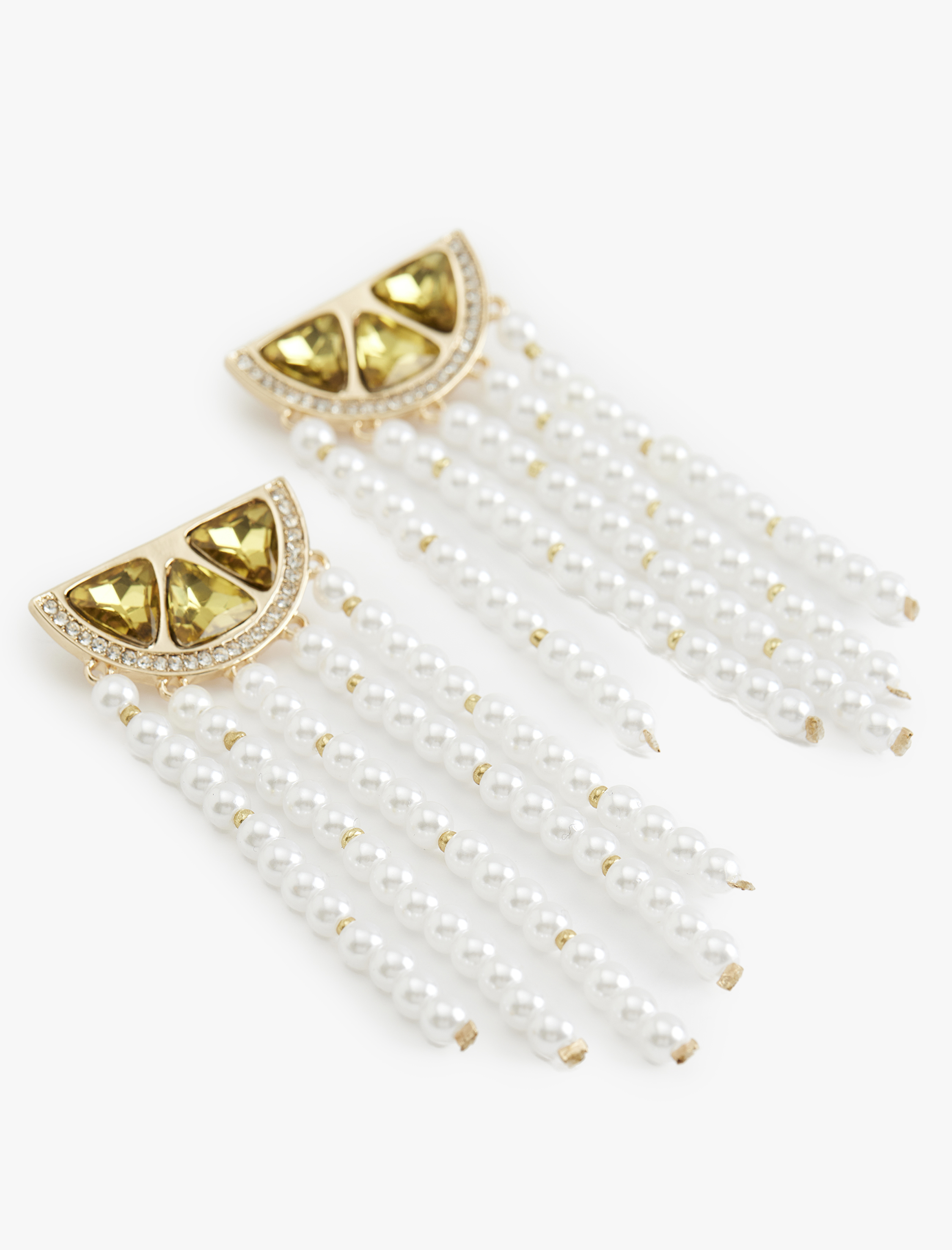  Kadın Büyük Boy Sallantılı İnci ve Taşlı Geometrik Küpe - Koton X Sibil Çetinkaya