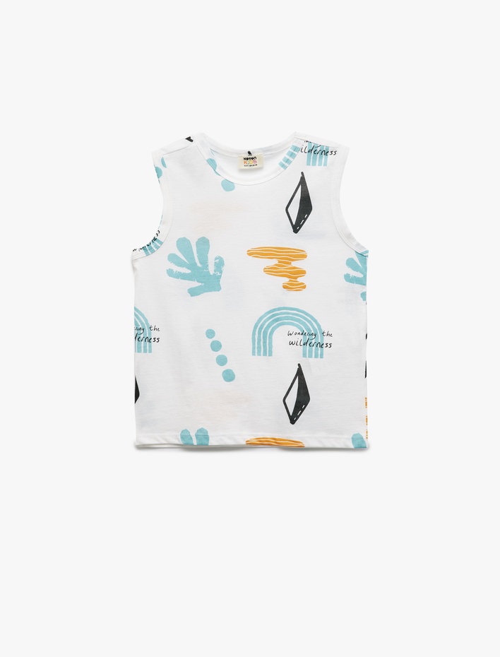 Erkek Çocuk Pamuklu Baskılı Bisiklet Yaka Kolsuz 2'li Atlet Seti