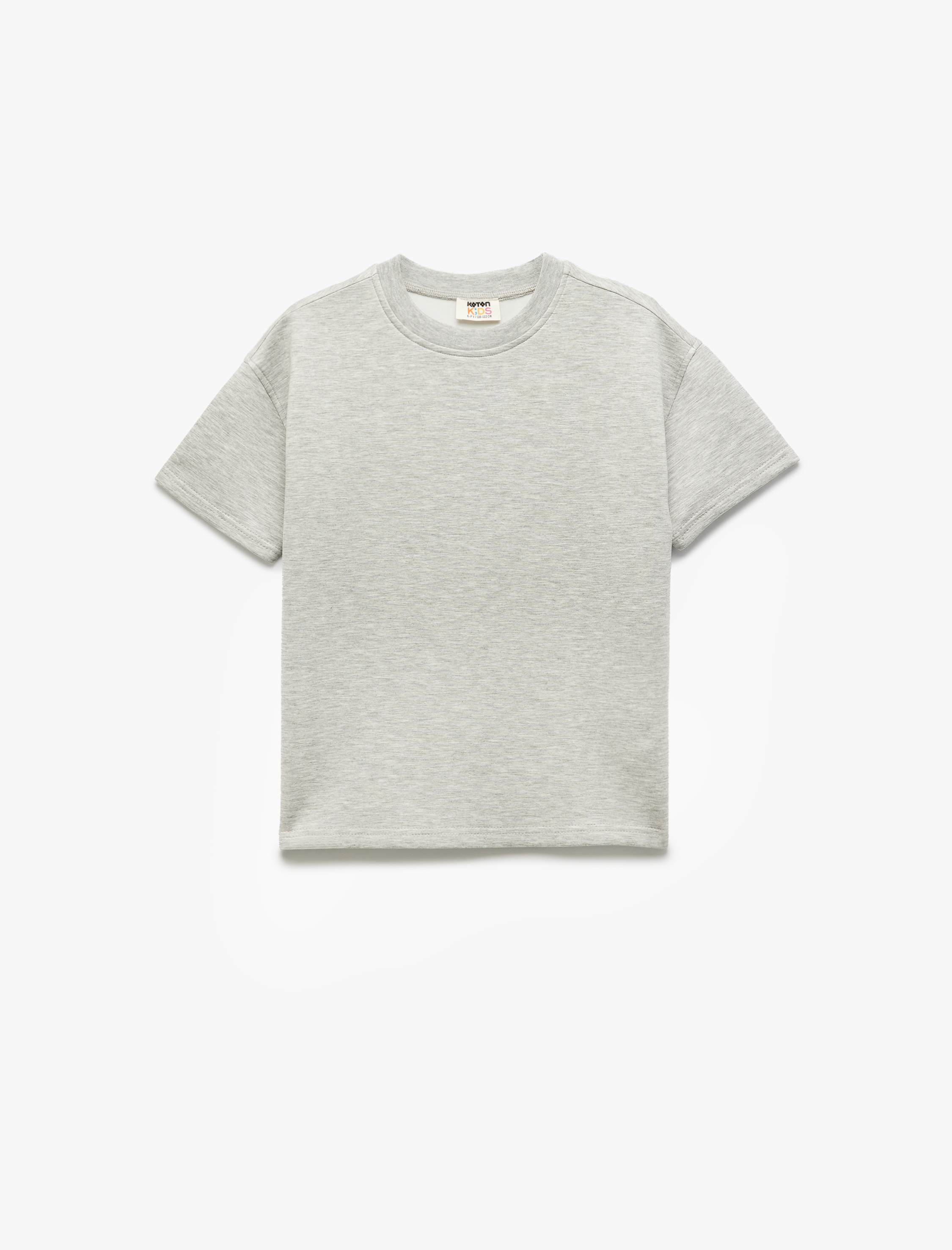 Koton Viskon Karışımlı Bisiklet Yaka Basic Kısa Kollu Oversize Sweatshirt -1
