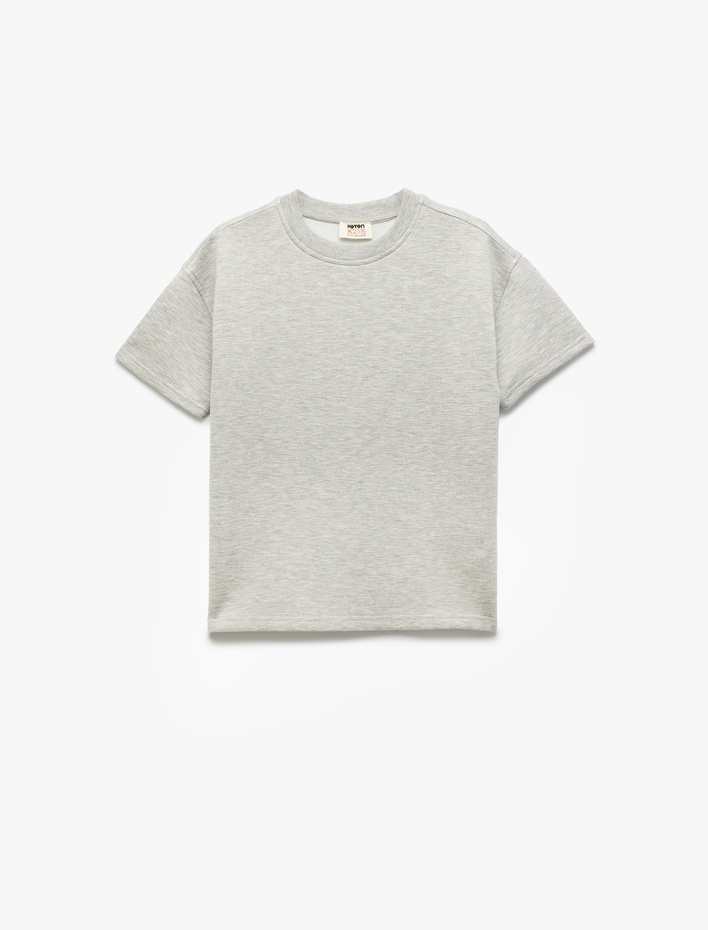Erkek Çocuk Viskon Karışımlı Bisiklet Yaka Basic Kısa Kollu Oversize Sweatshirt