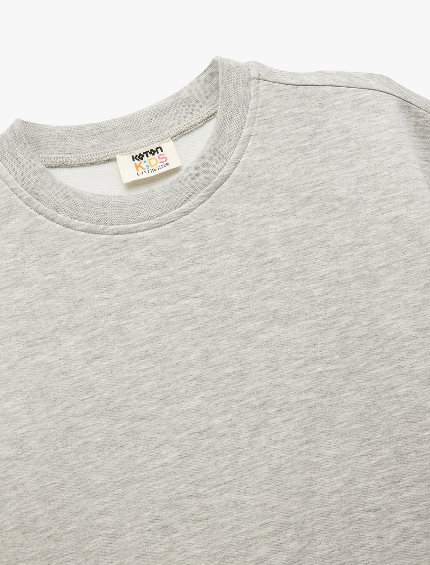  Erkek Çocuk Viskon Karışımlı Bisiklet Yaka Basic Kısa Kollu Oversize Sweatshirt
