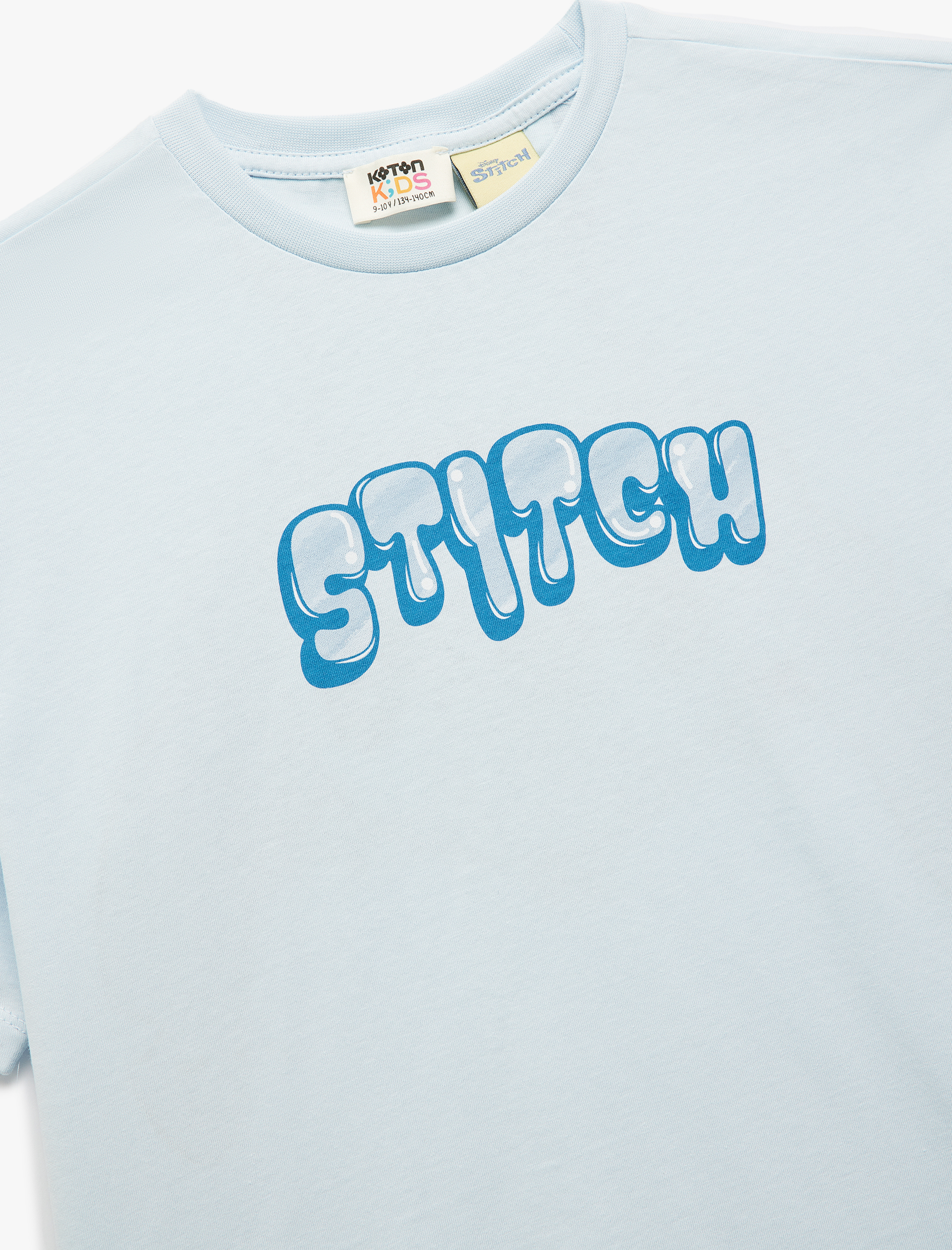  Erkek Çocuk Lisanslı Stitch Baskılı Kısa Kollu Bisiklet Yaka Tişört