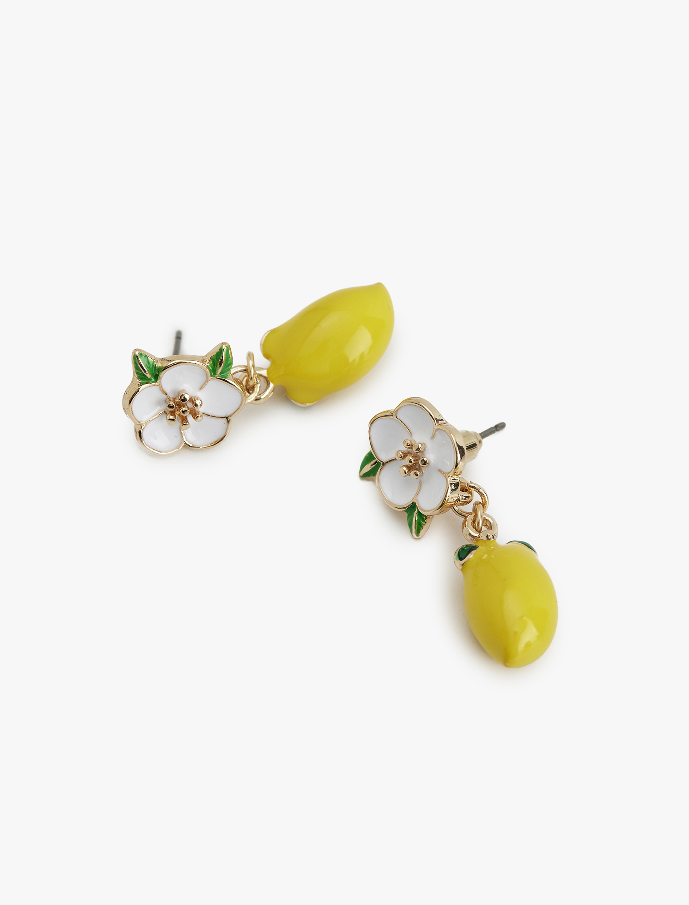  Kadın Çelik Karışımlı Çiçekli Sallantılı Meyve Küpe - Koton X Sibil Çetinkaya