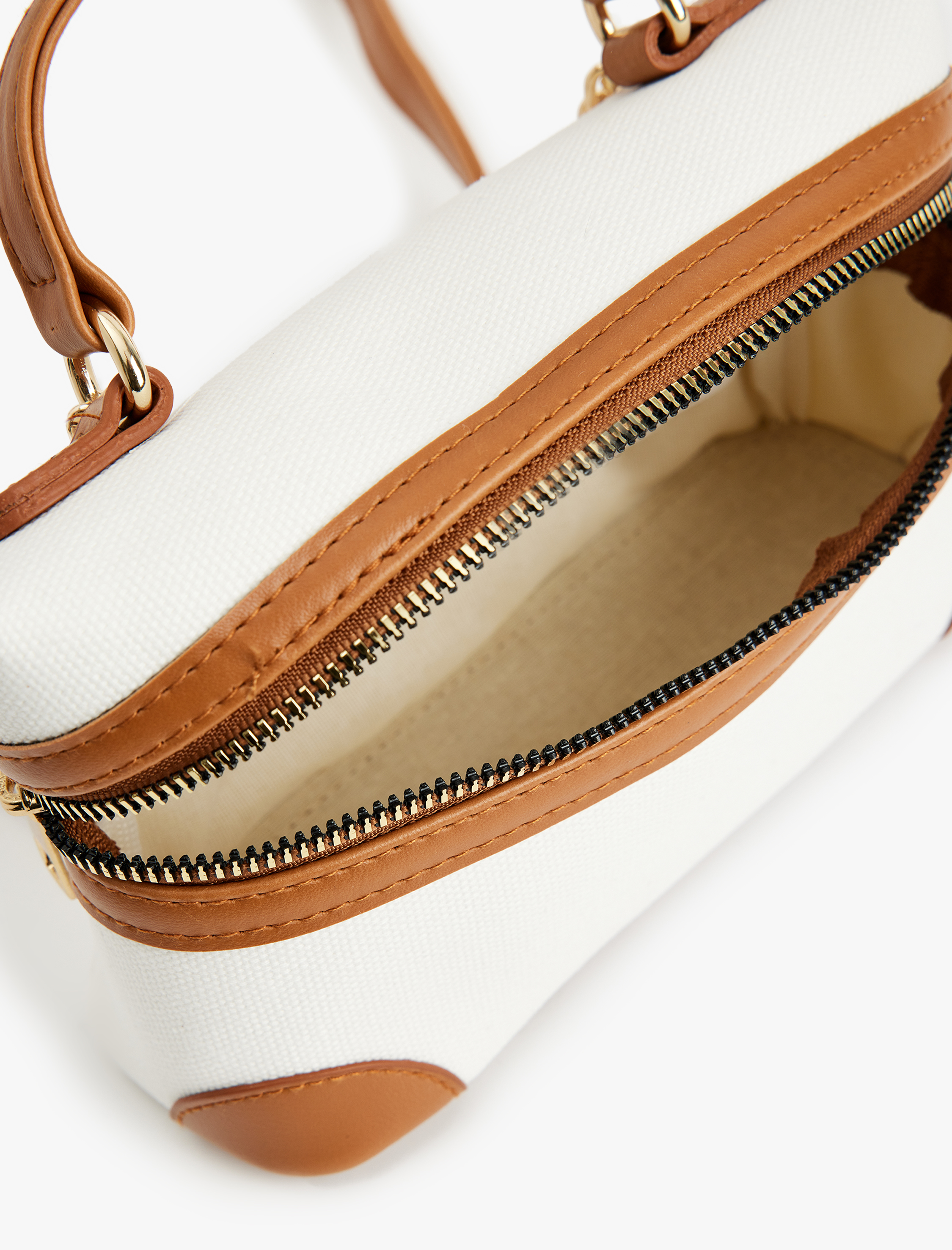  Kadın Suni Deri Renk Bloklu Fermuarlı Saplı Askılı Çapraz Çanta