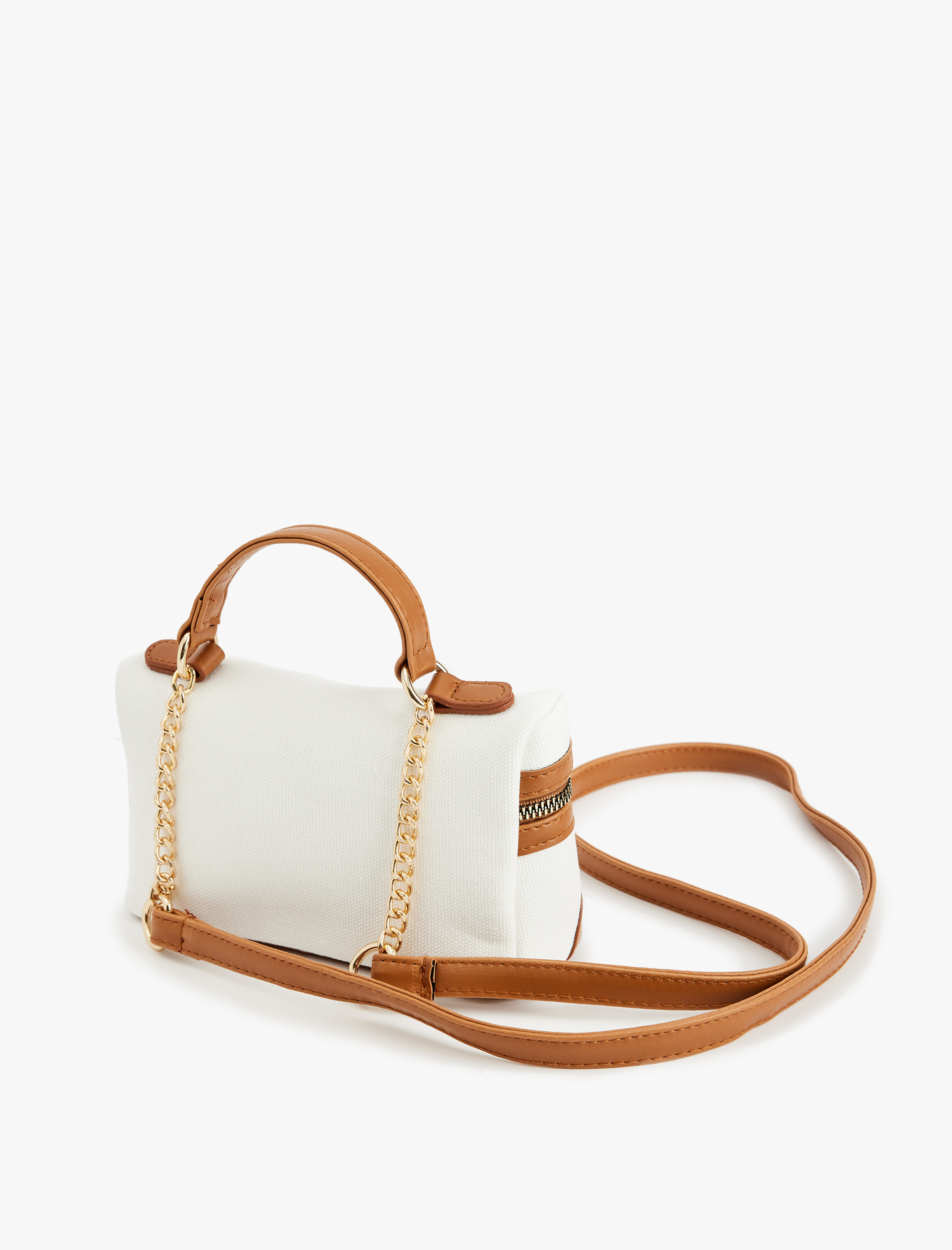  Kadın Suni Deri Renk Bloklu Fermuarlı Saplı Askılı Çapraz Çanta