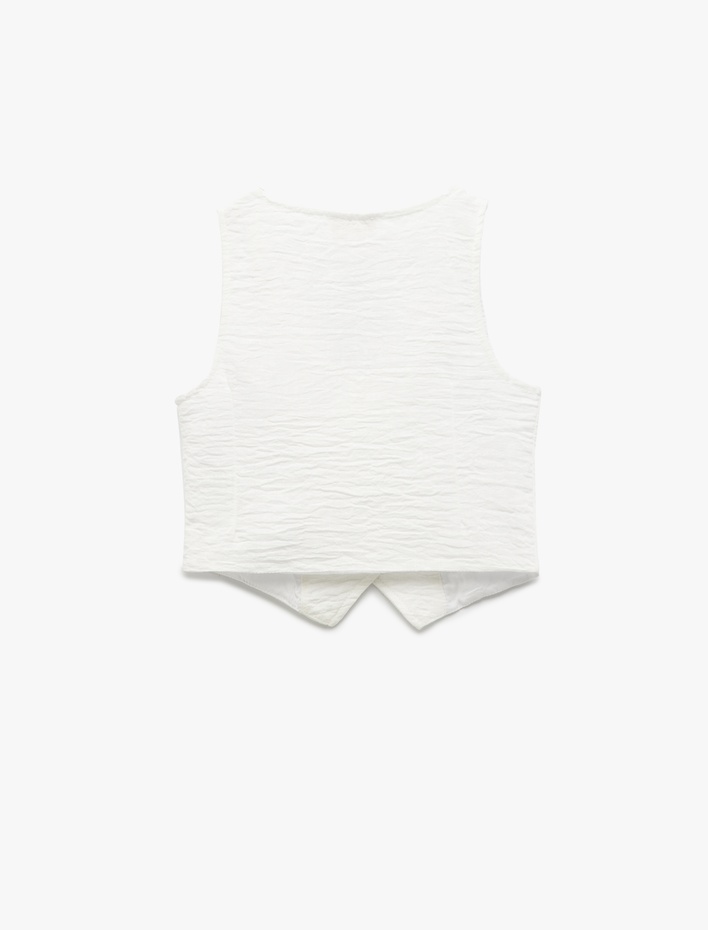 Kız Çocuk V Yaka Pamuk Astarlı Kolsuz Düğmeli Yelek