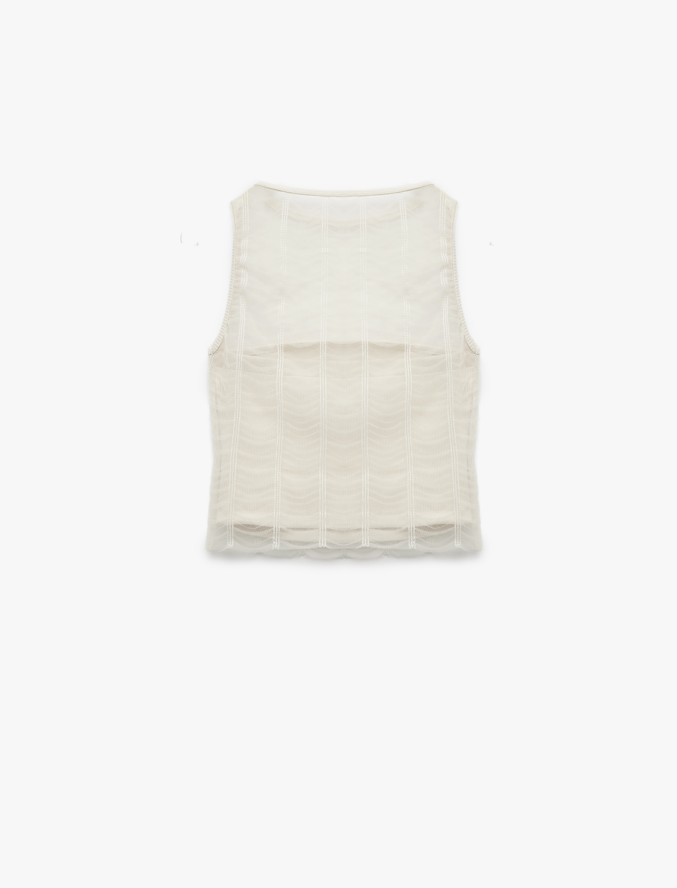   Koton X Melis Ağazat - Kolsuz Bisiklet Yaka Korse Detaylı Transparan Görünümlü Bluz