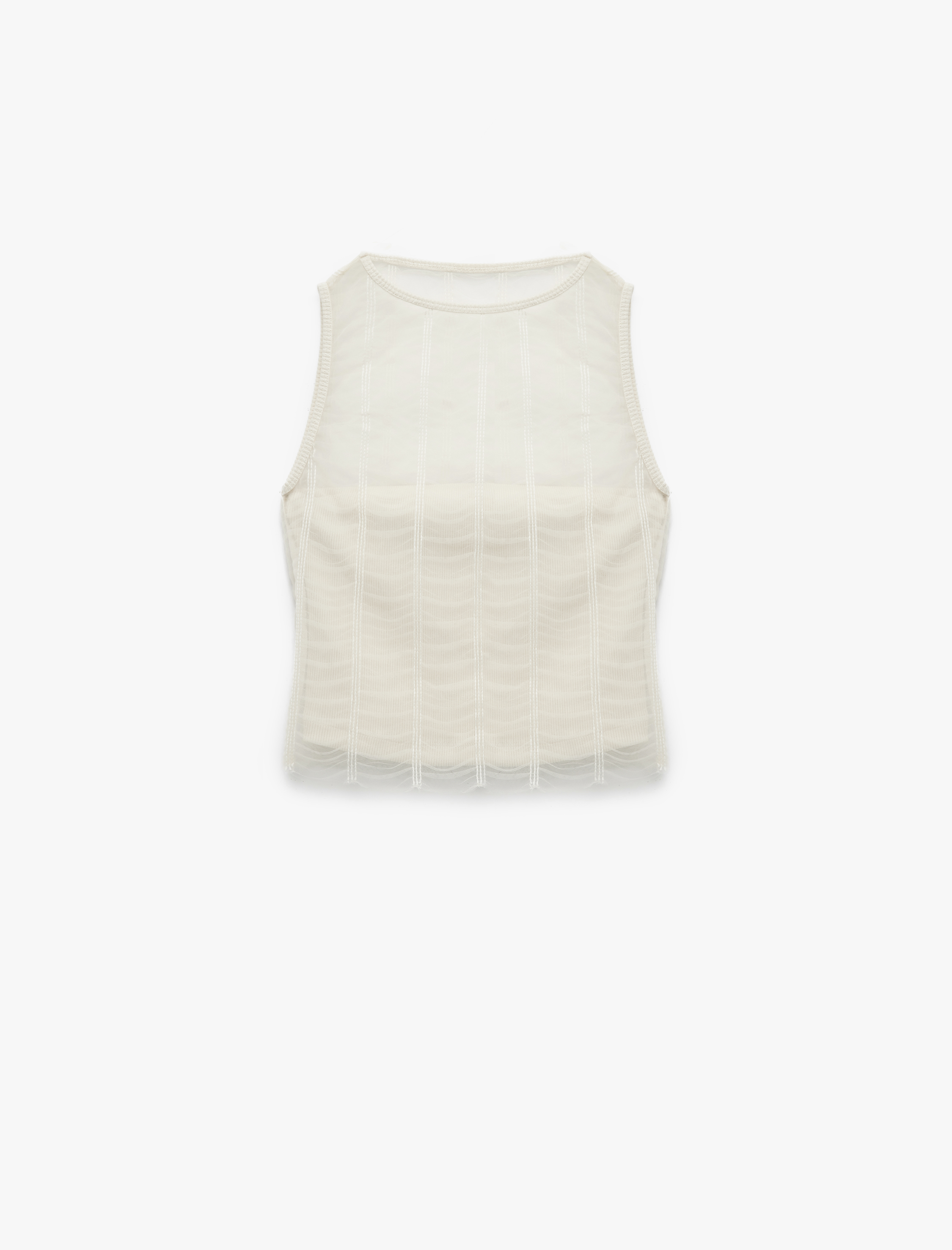   Koton X Melis Ağazat - Kolsuz Bisiklet Yaka Korse Detaylı Transparan Görünümlü Bluz