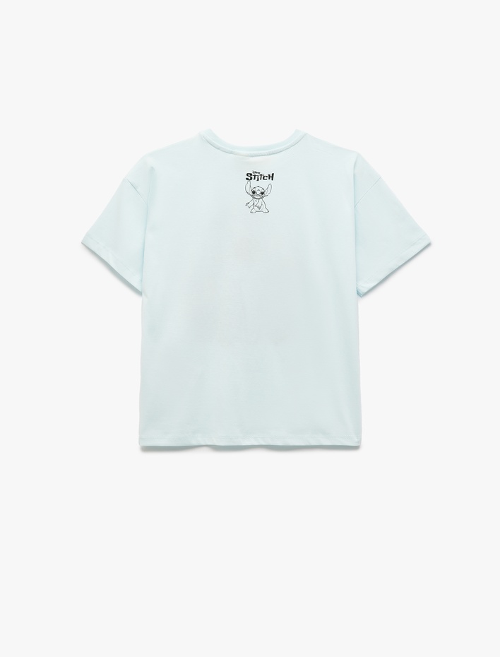 Kız Çocuk Kısa Kollu Bisiklet Yaka Pamuklu Lisanslı Stitch Tişört