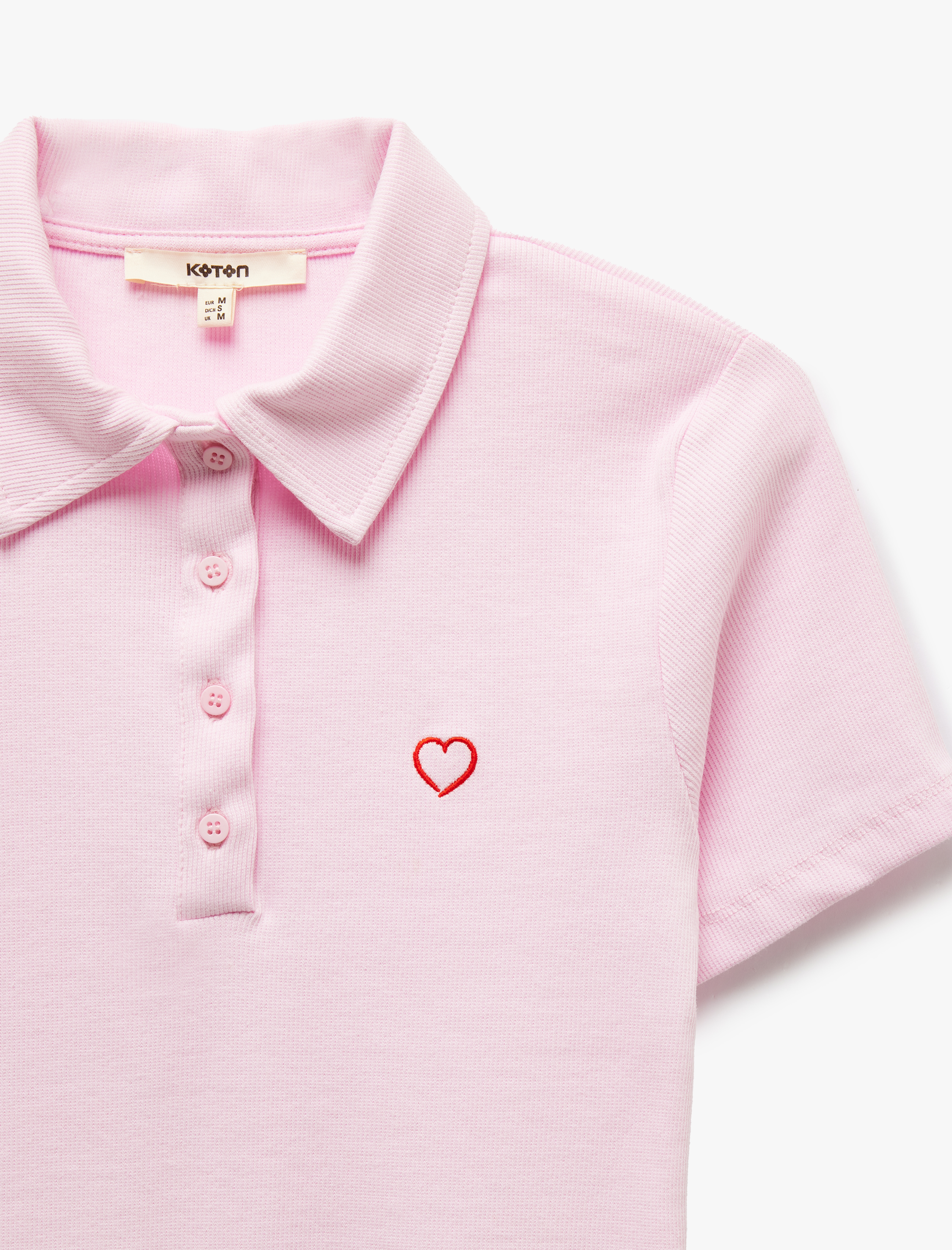 Pamuklu Slim Fit Kısa Kollu Düğmeli Kalpli Polo Yaka Tişört
