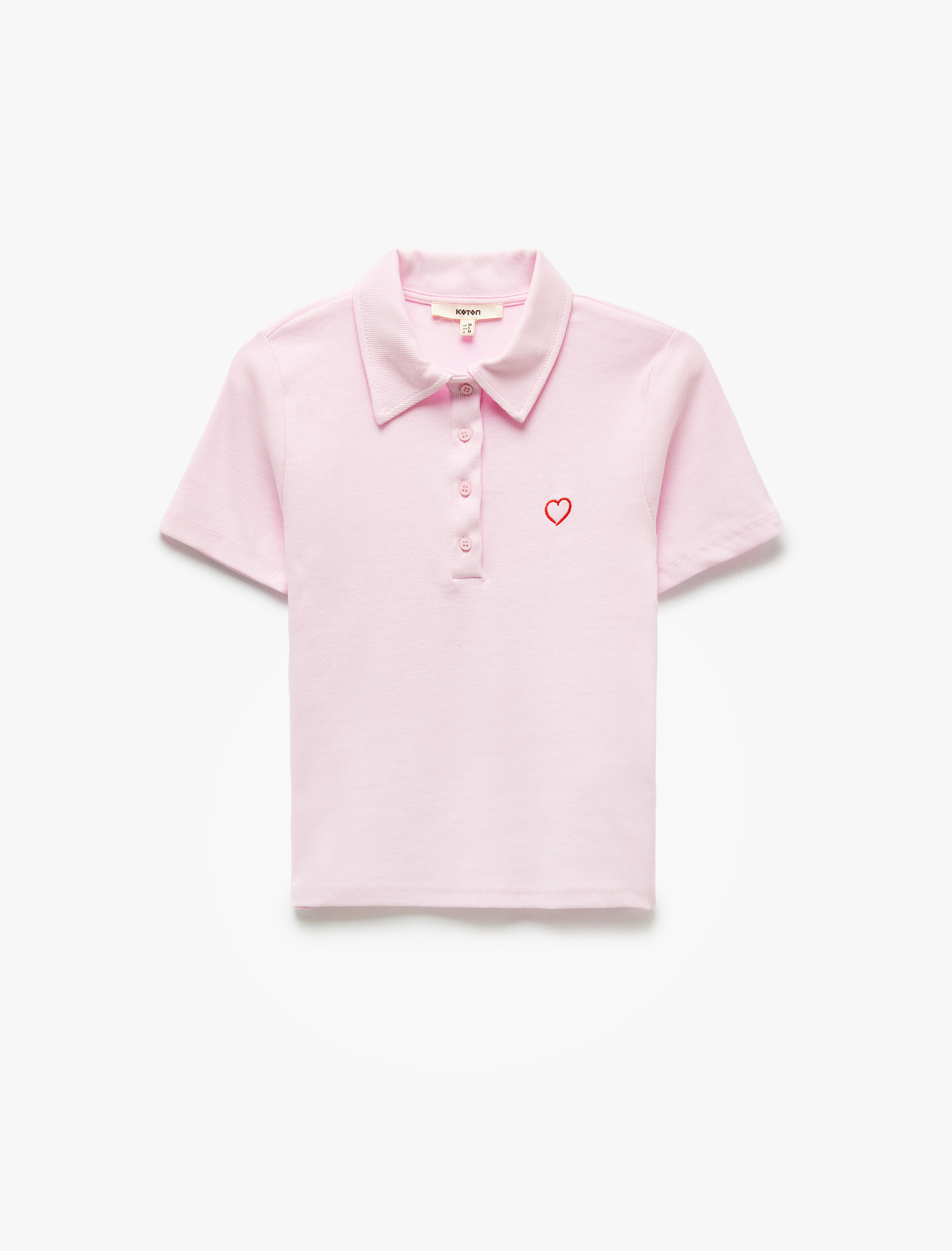Pamuklu Slim Fit Kısa Kollu Düğmeli Kalpli Polo Yaka Tişört