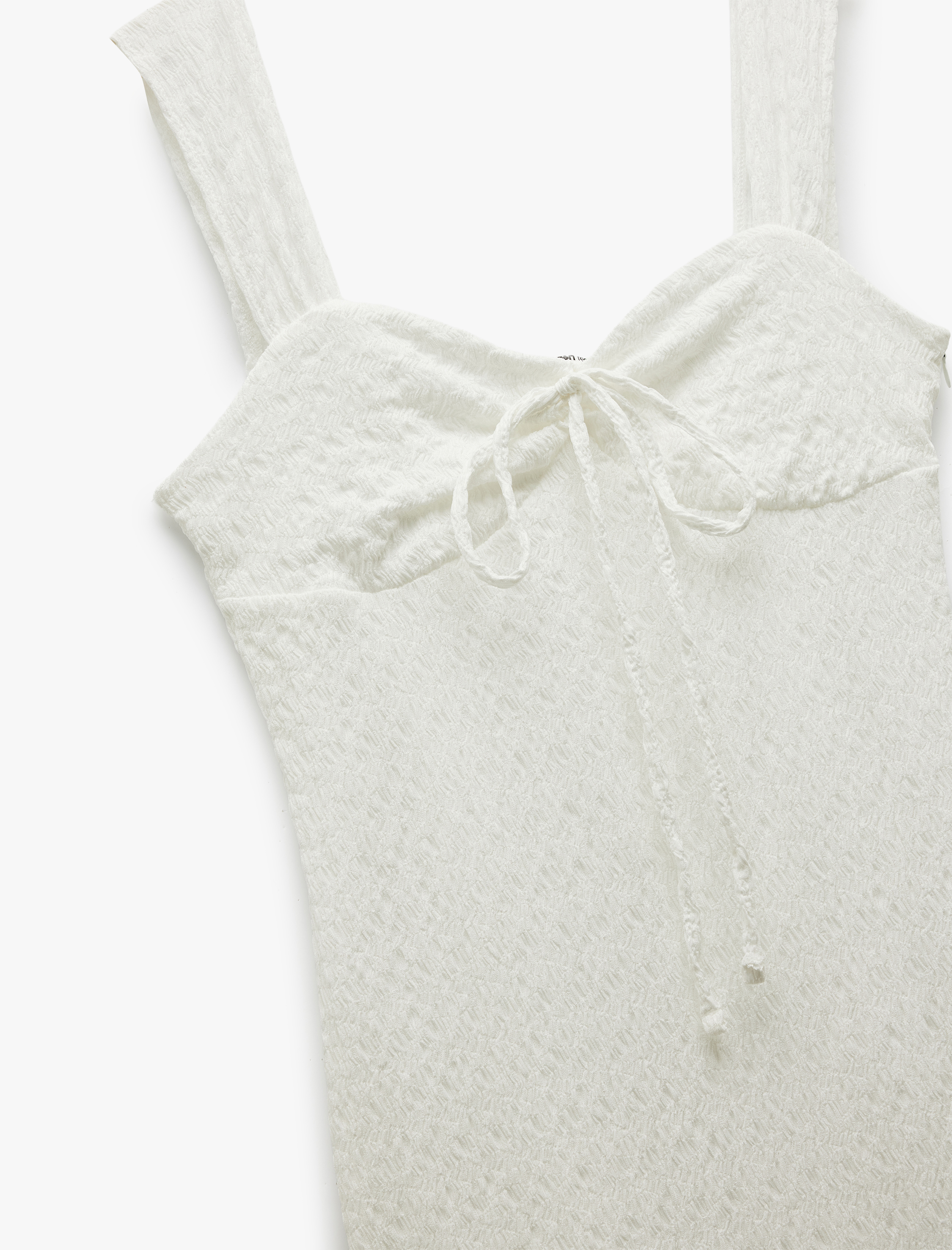 Kalp Yaka Kolsuz Bodycon Yırtmaç Detaylı Uzun Elbise