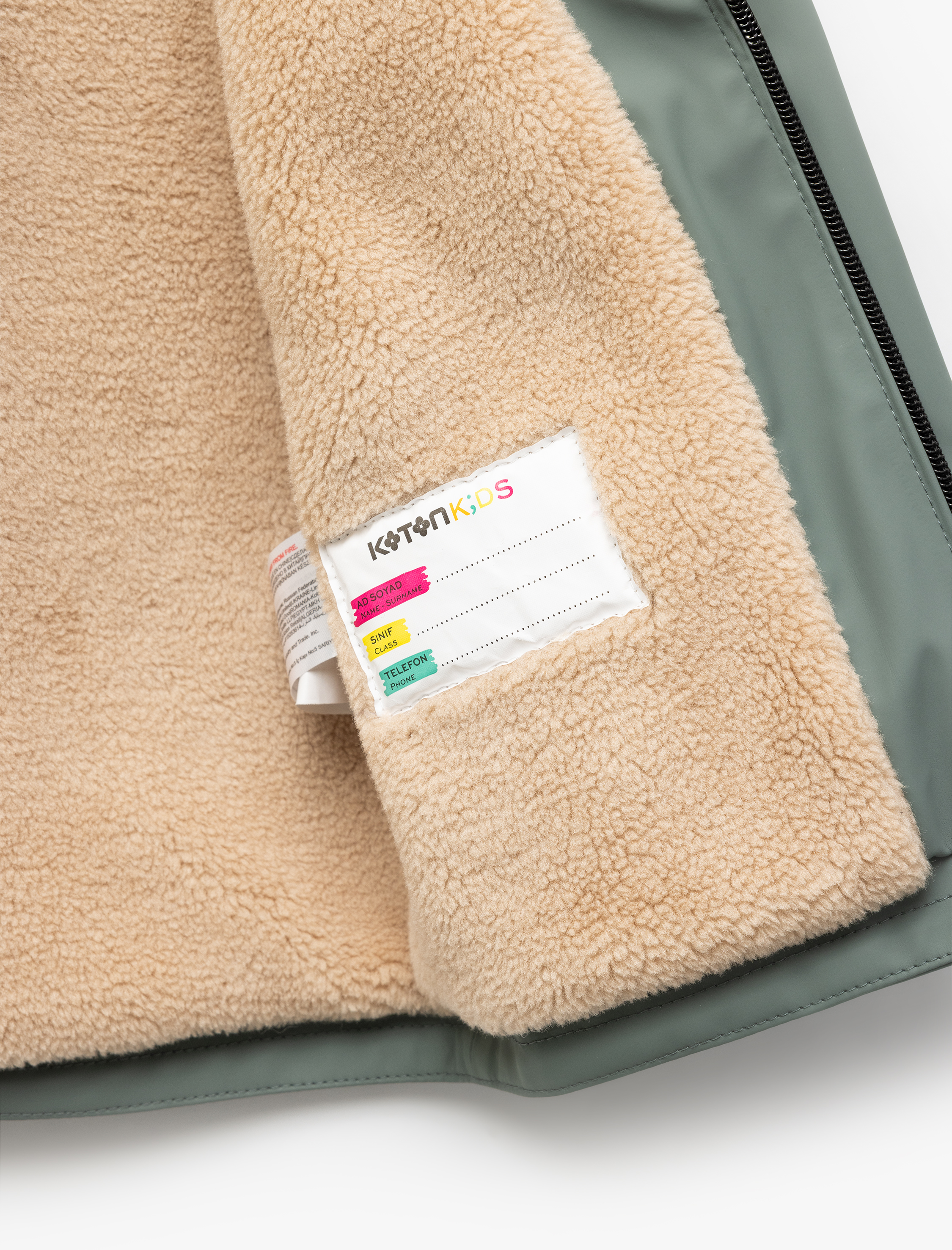  Erkek Bebek Uzun Kollu Peluş Astarlı Fermuarlı Kapşonlu Mont