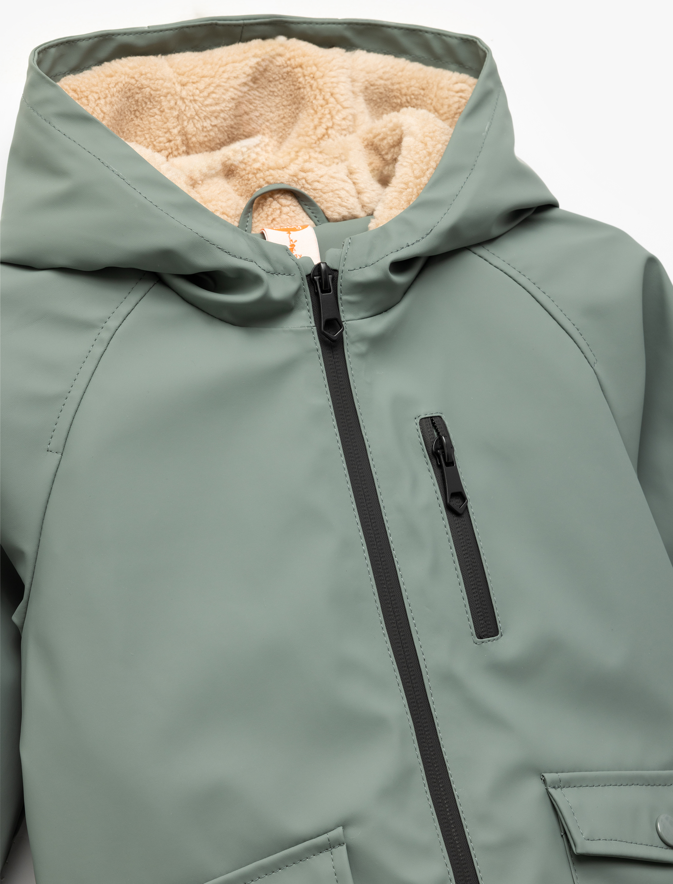  Erkek Bebek Uzun Kollu Peluş Astarlı Fermuarlı Kapşonlu Mont